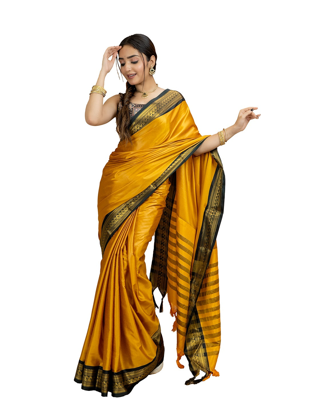 Solid Cotton Blend Saree