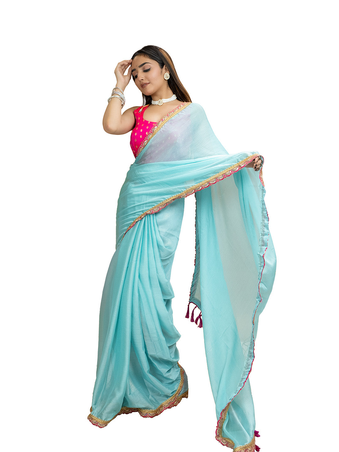 Seagreen Party Saree