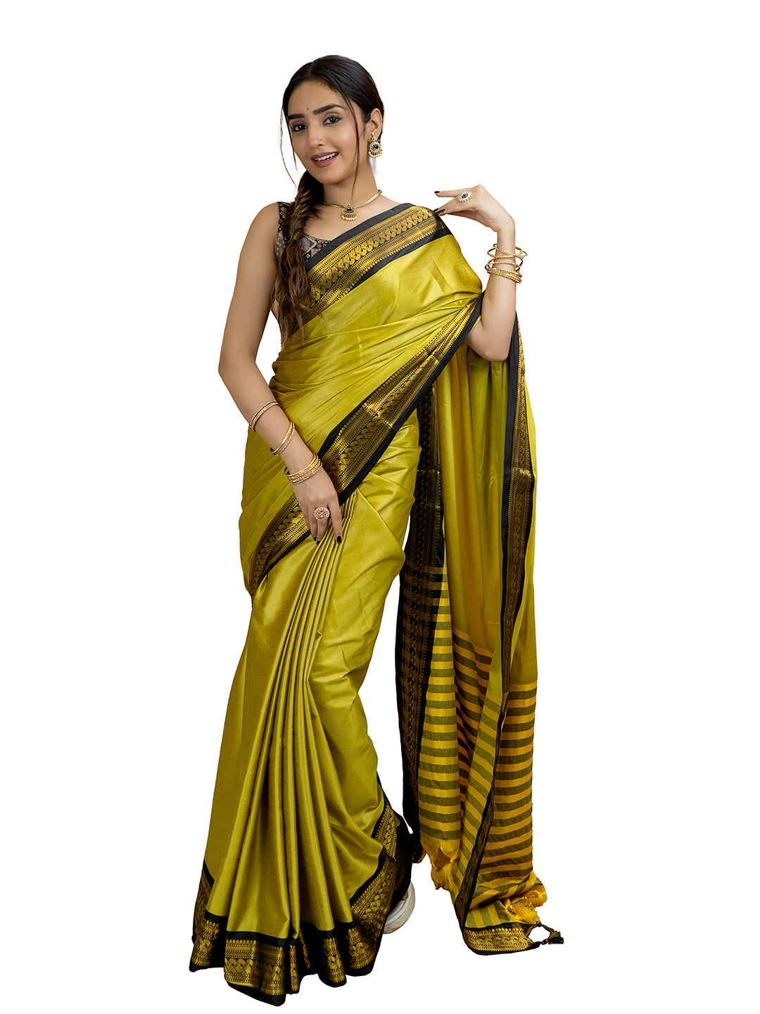 Solid Cotton Blend Saree