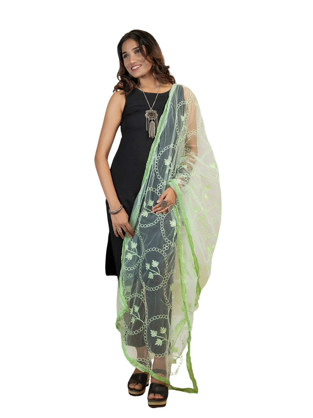 Floral Net Dupatta