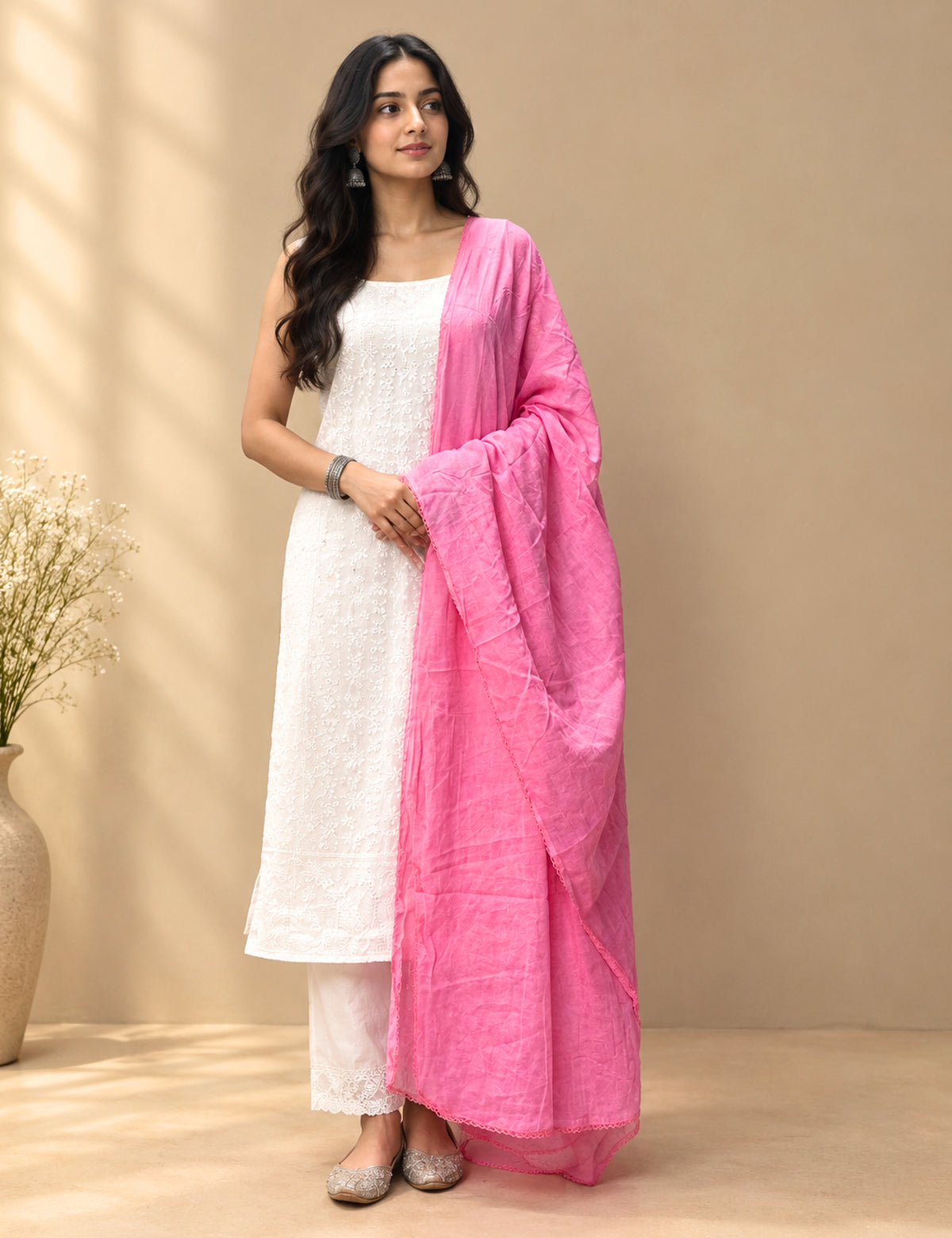Solid Babypink Cotton Dupatta