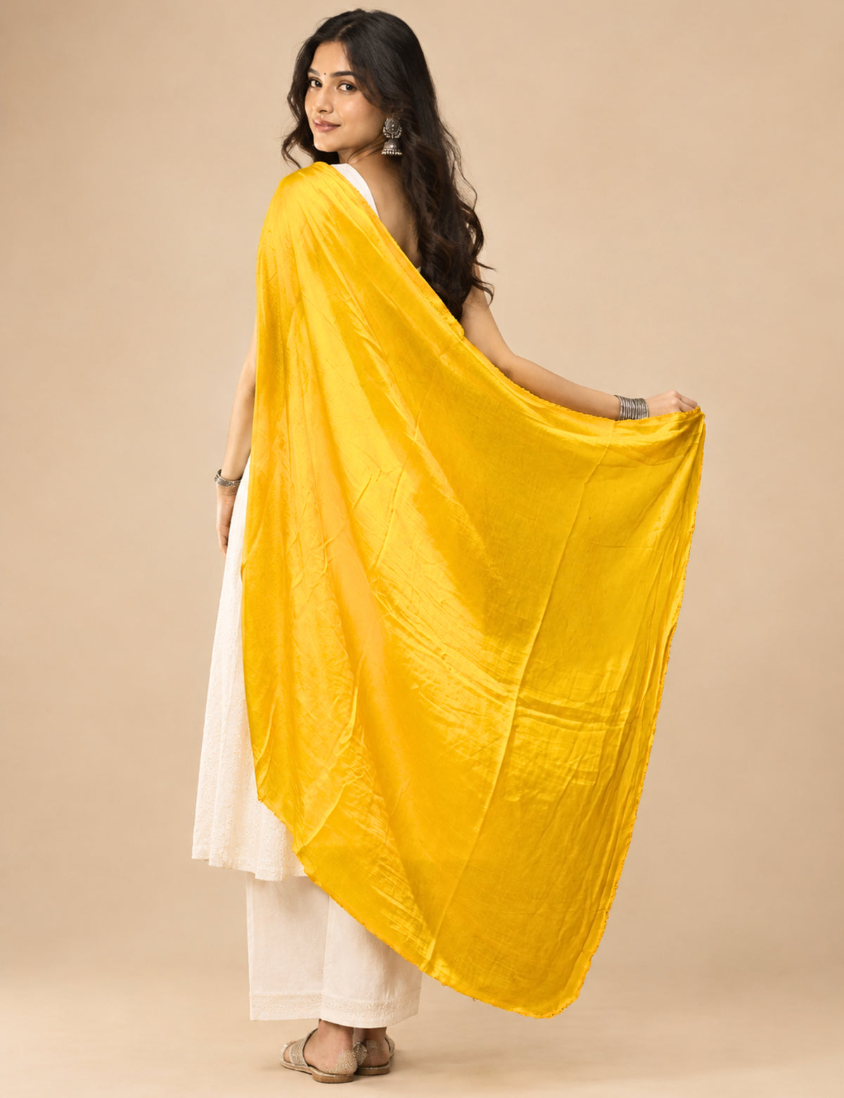 Solid Yellow Cotton Dupatta