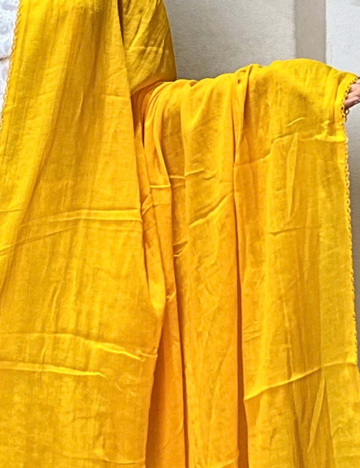 Solid Yellow Cotton Dupatta
