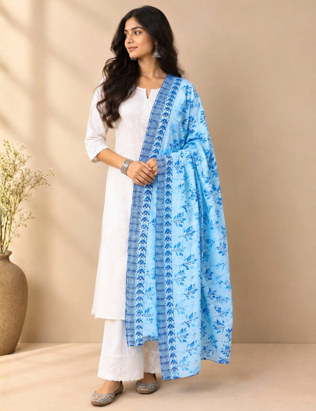 Ethnic Blue Cotton Dupatta
