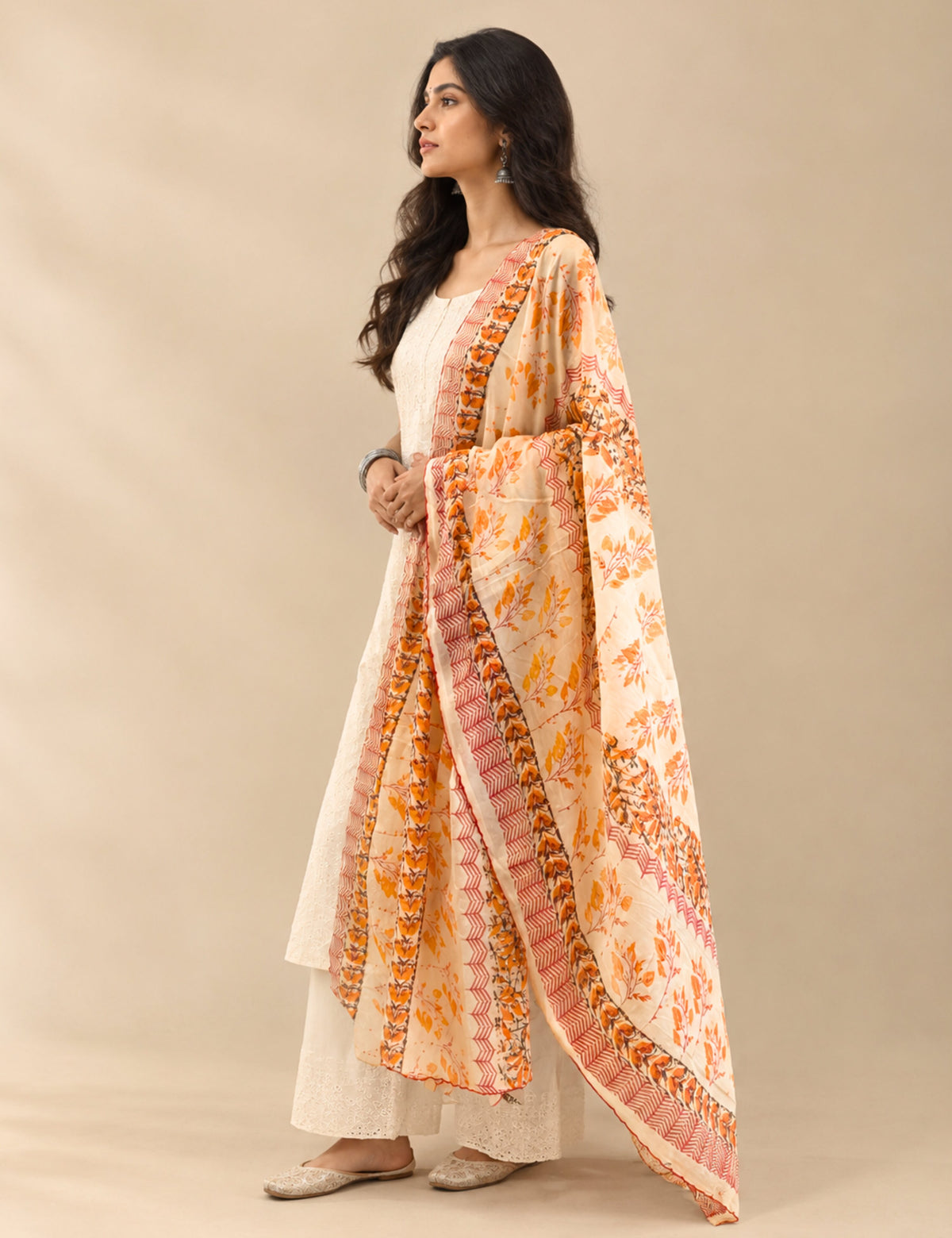 Ethnic Yellow Cotton Dupatta