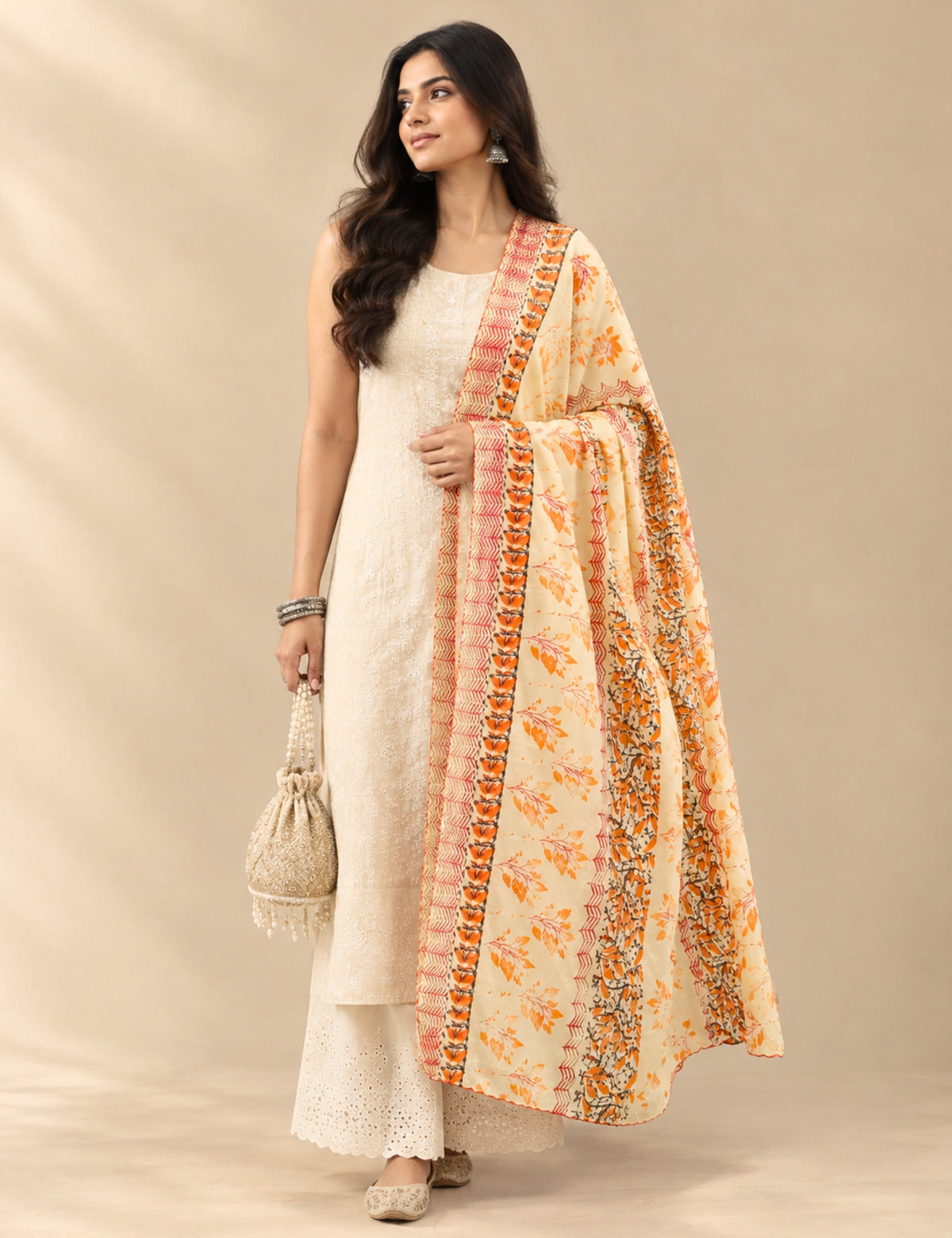 Ethnic Yellow Cotton Dupatta
