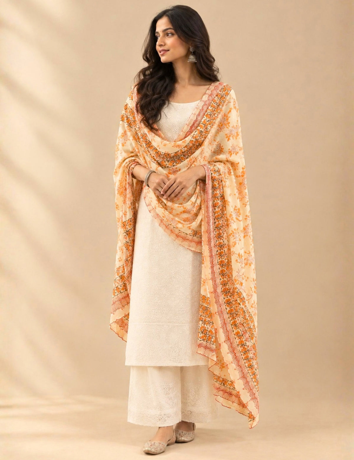 Ethnic Yellow Cotton Dupatta