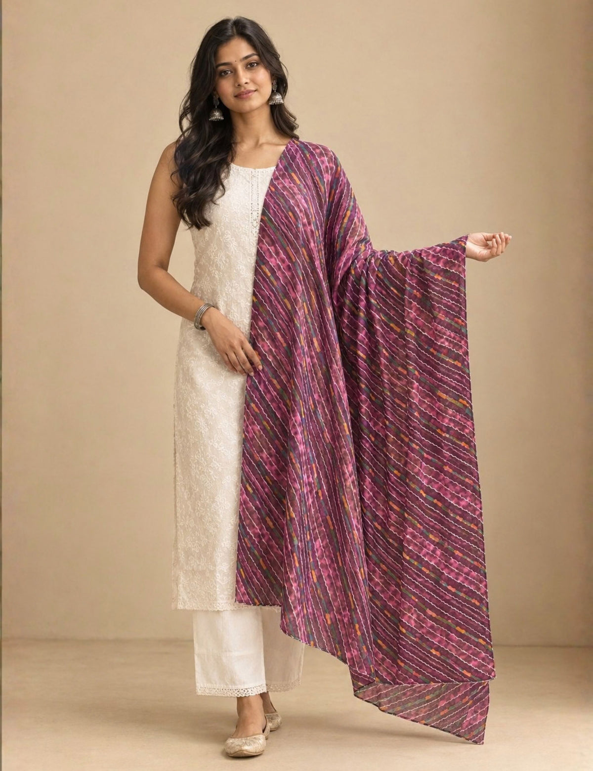 Ethnic Wine Cotton Dupatta