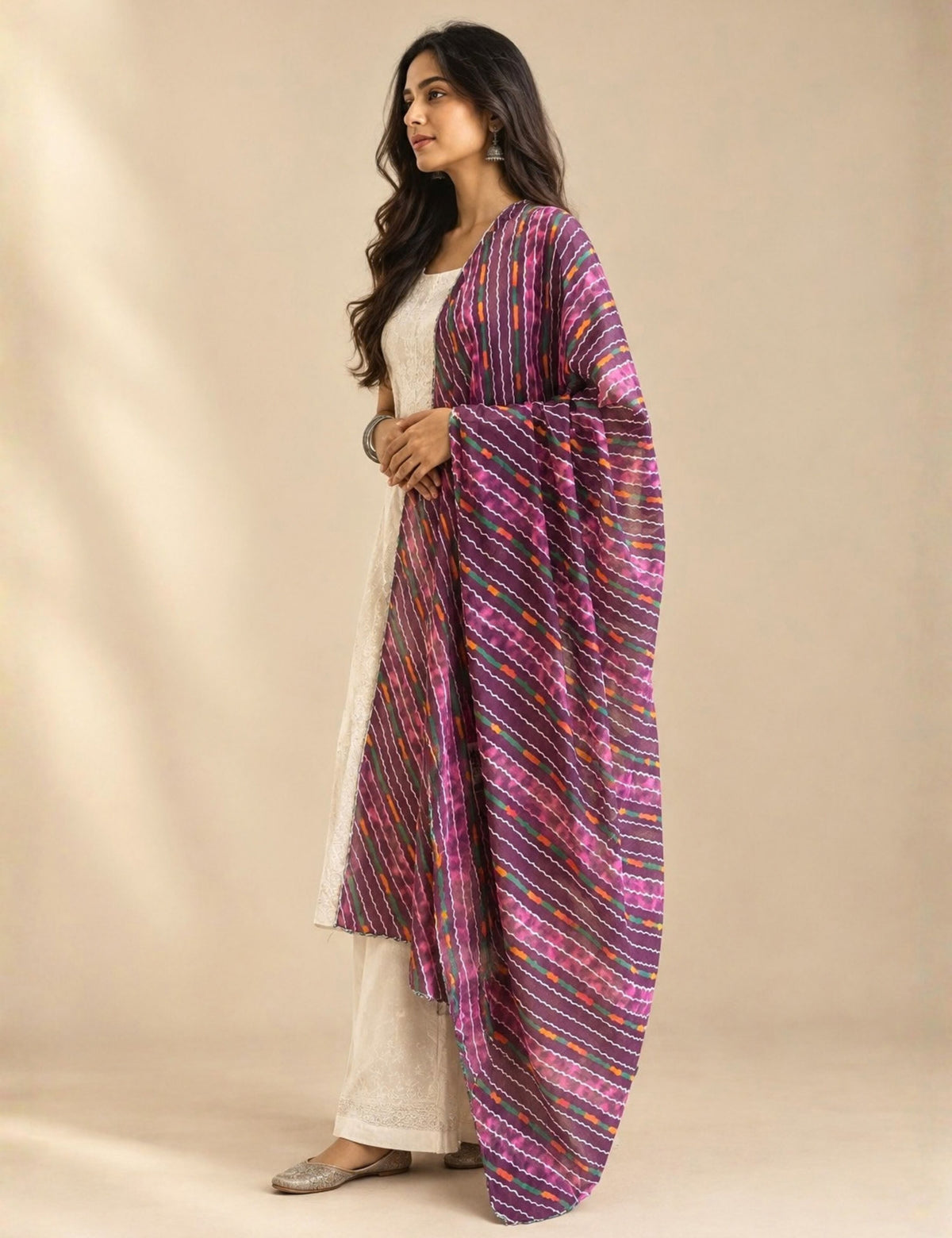 Ethnic Wine Cotton Dupatta
