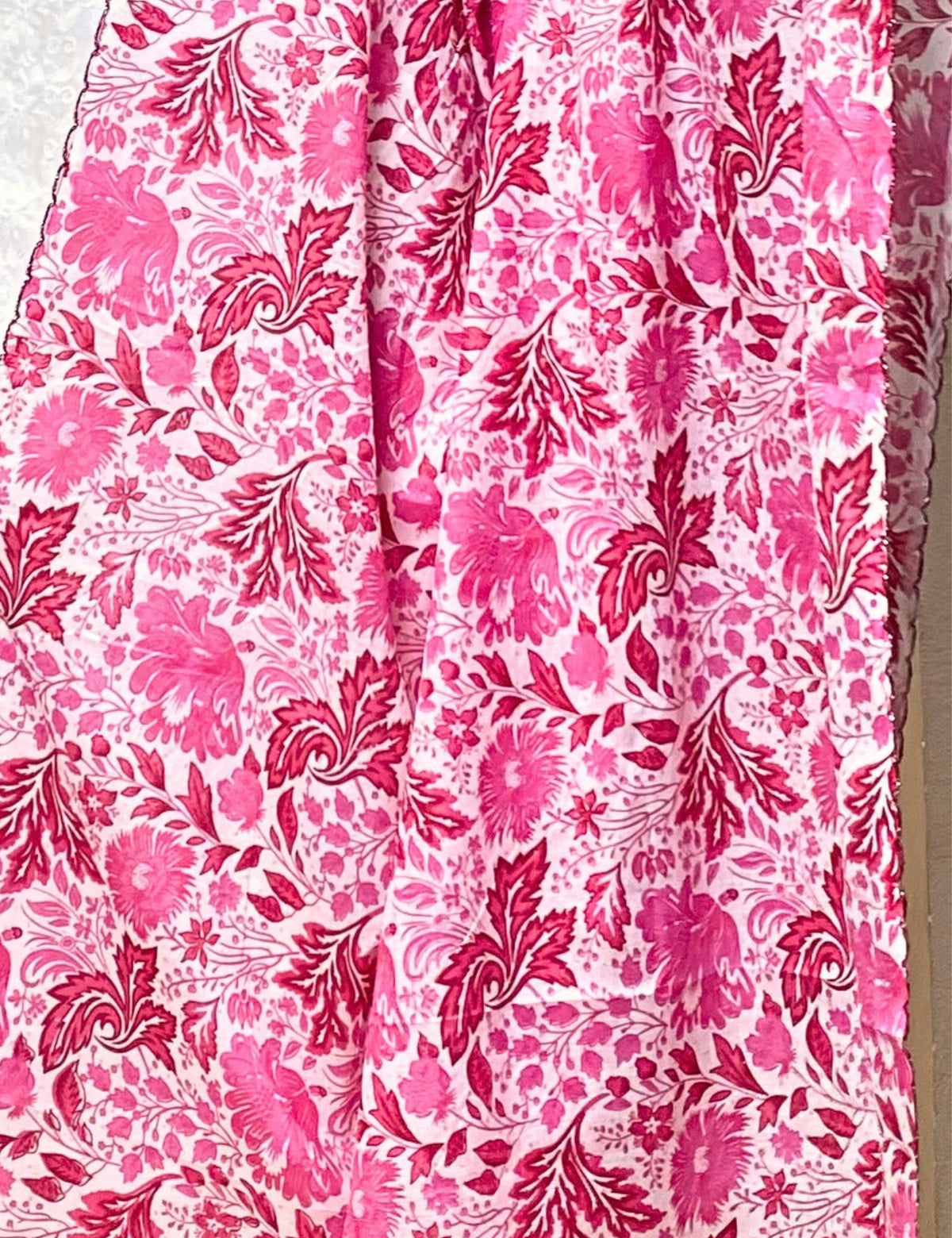 Floral Pink Cotton Dupatta