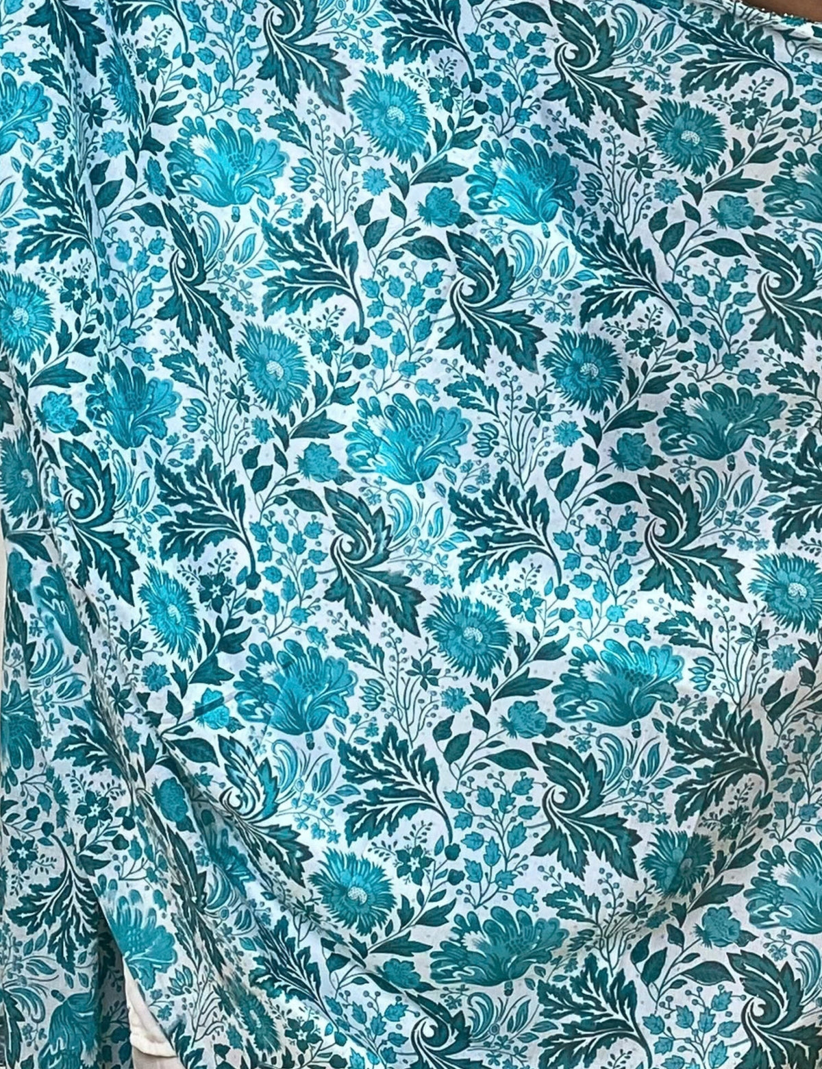 Floral Turquoise Cotton Dupatta