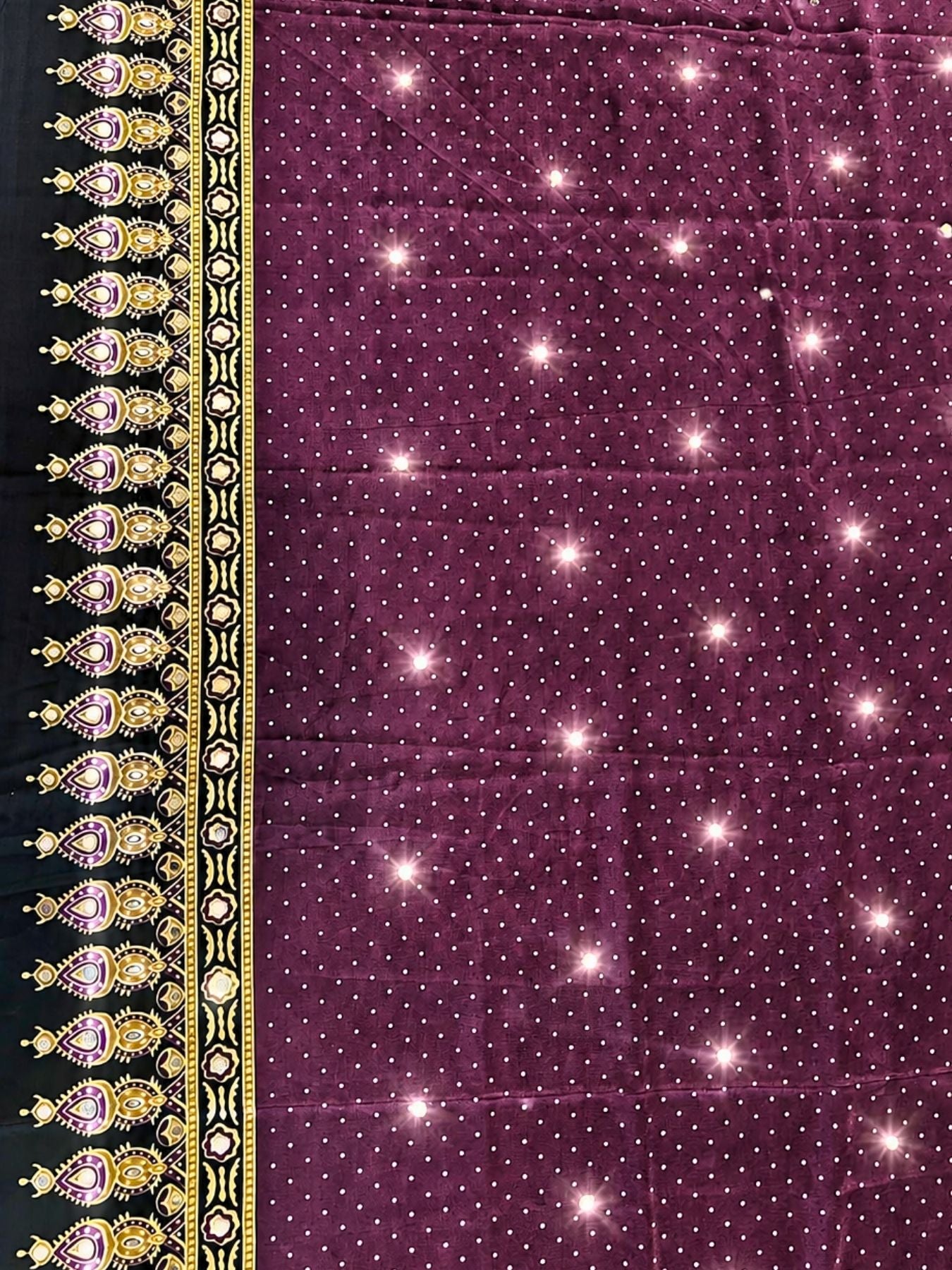 Ajrakh Crepe Silk Mirror Work Saree