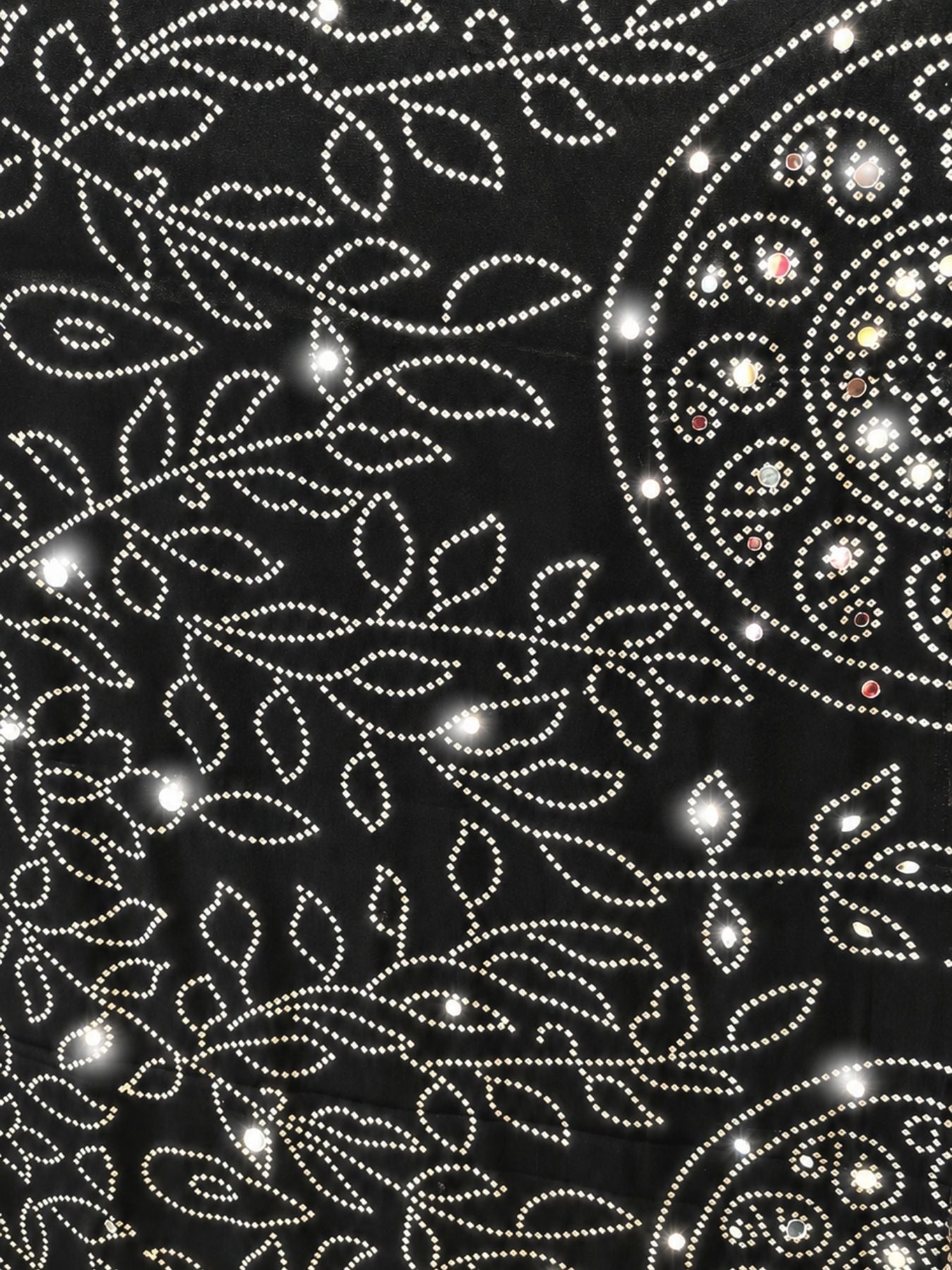 Ajrakh Crepe Silk Mirror Work Saree