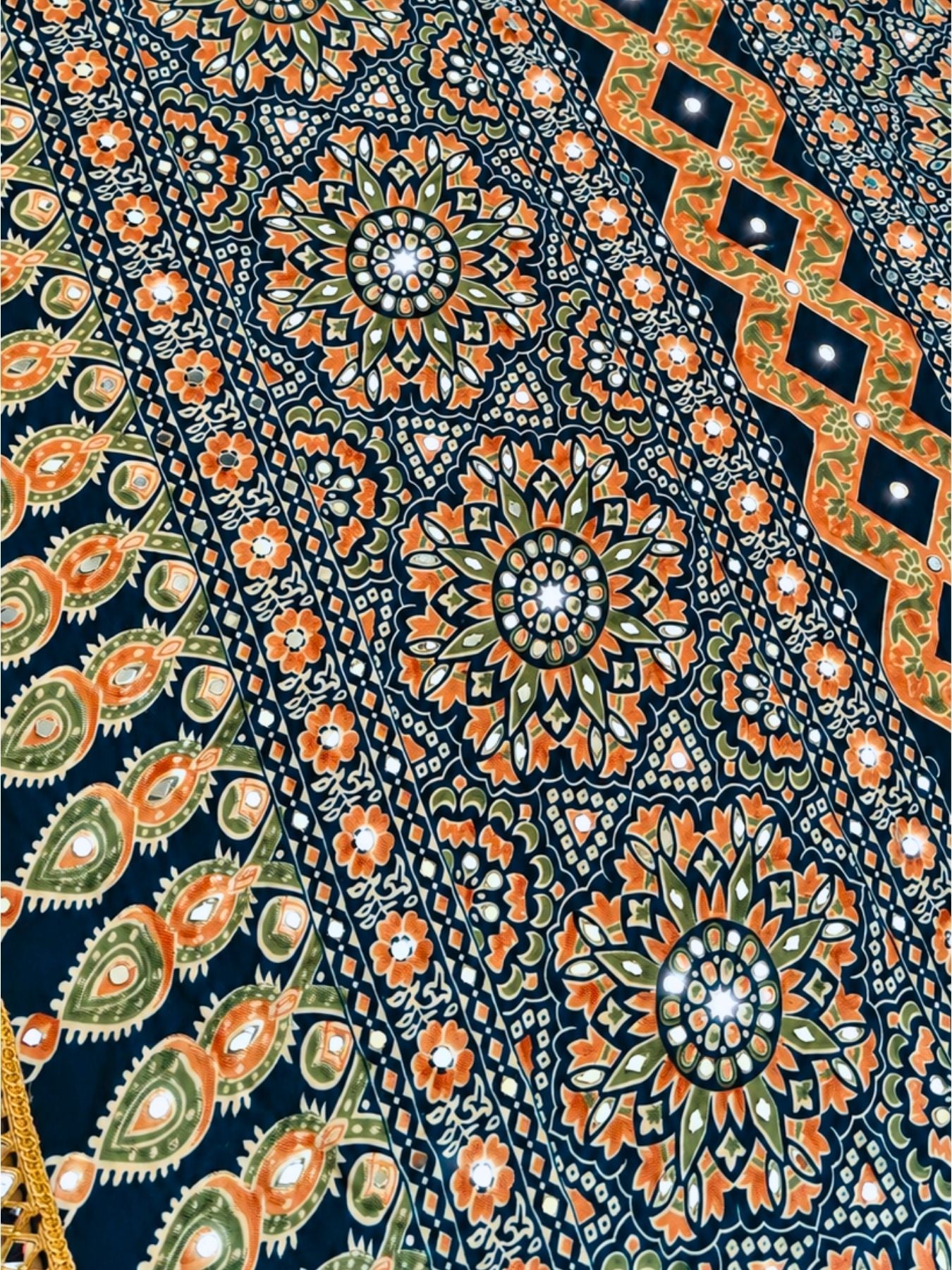 Ajrakh Crepe Silk Mirror Work Saree
