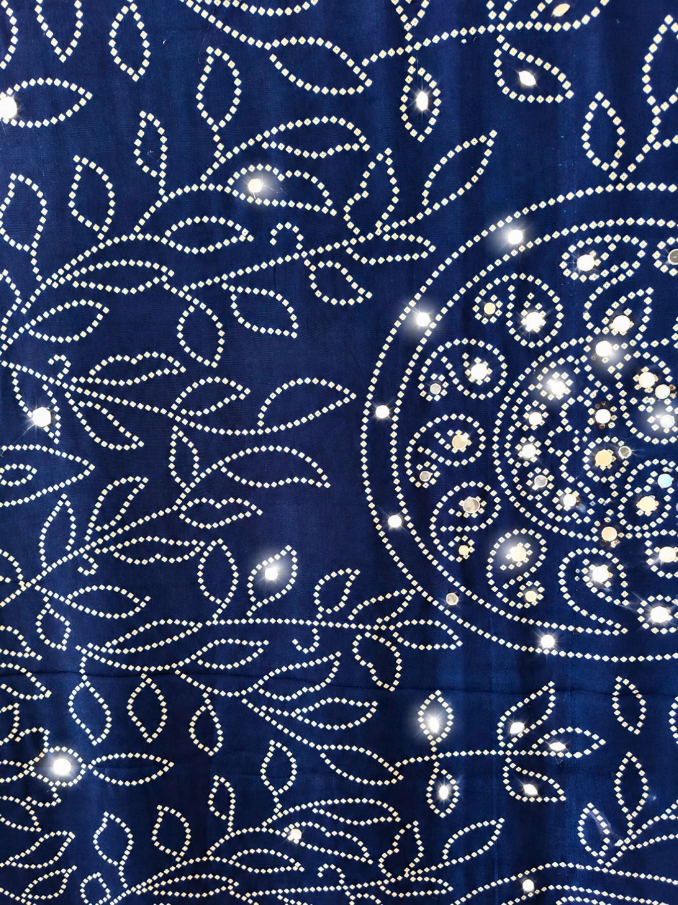 Ajrakh Crepe Silk Mirror Work Saree