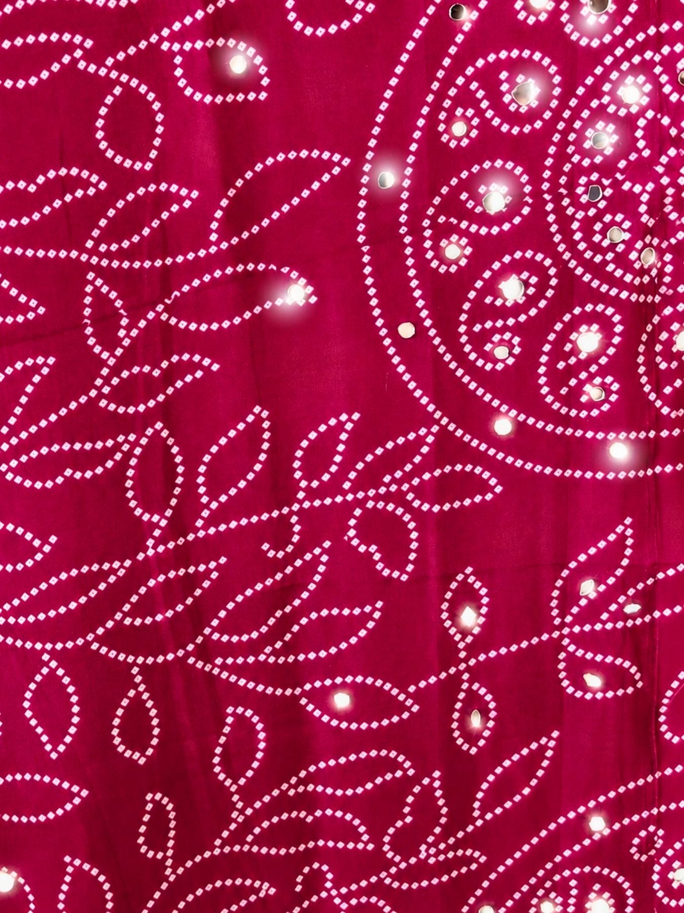 Ajrakh Crepe Silk Mirror Work Saree