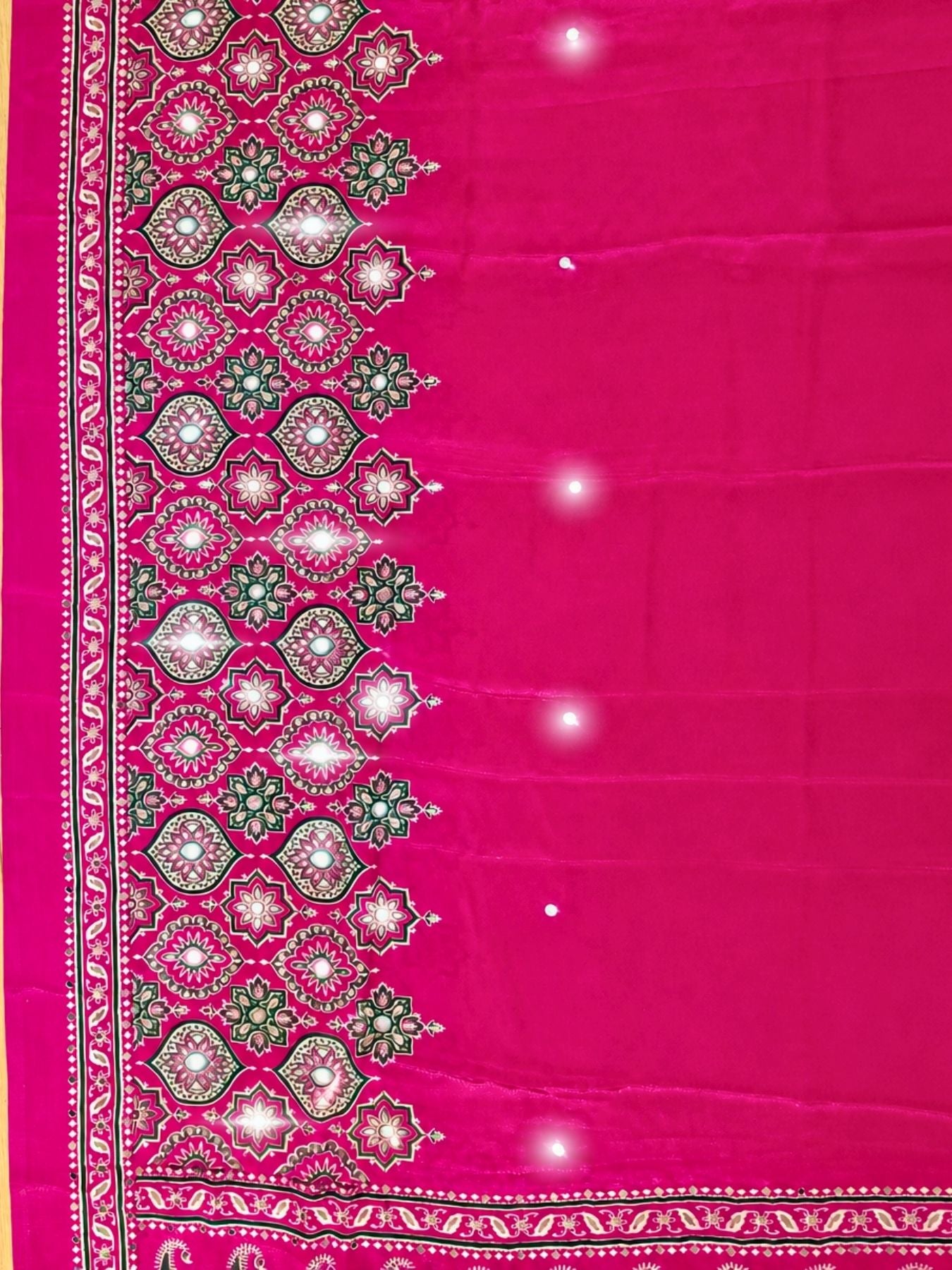 Ajrakh Crepe Silk Mirror Work Saree