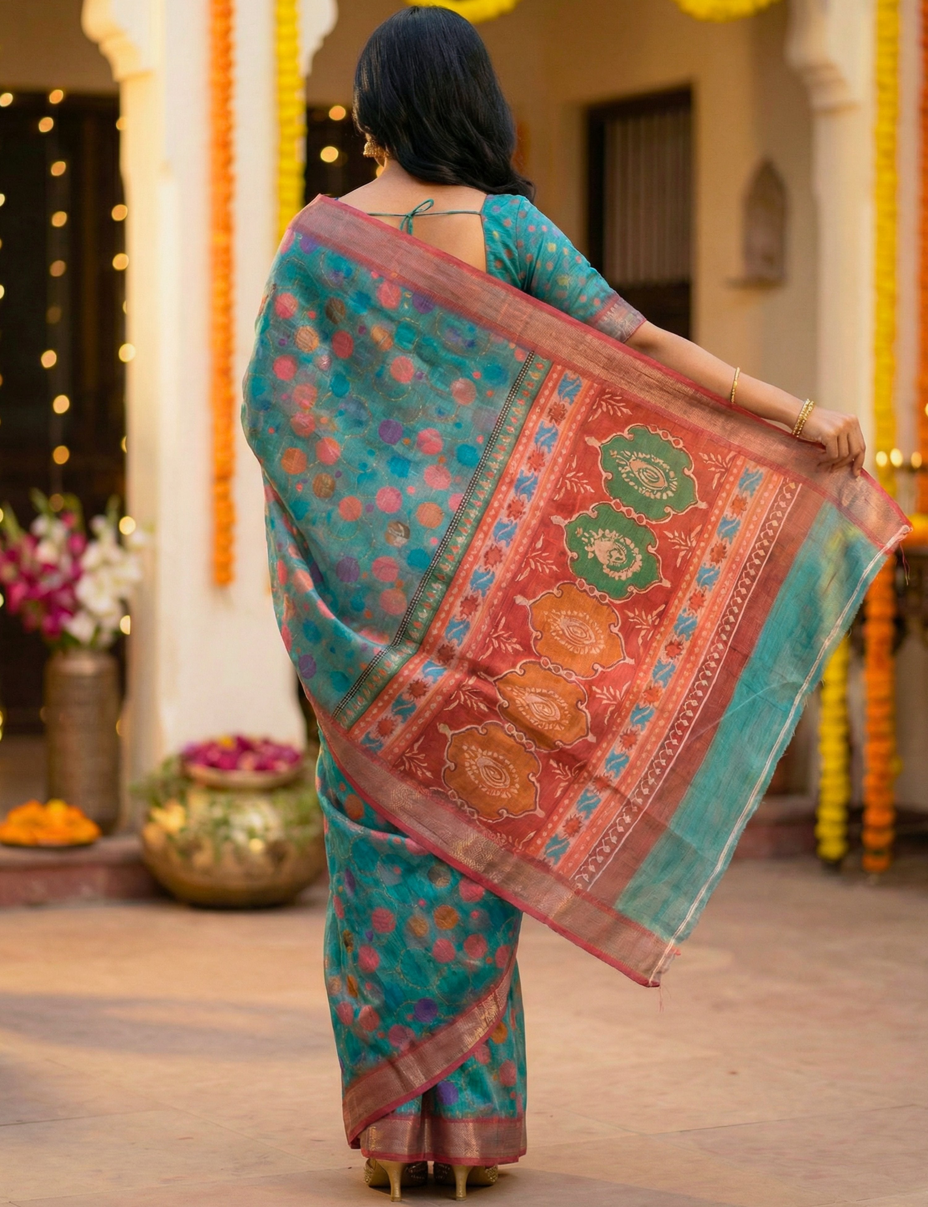 Polka Linen Blend Saree