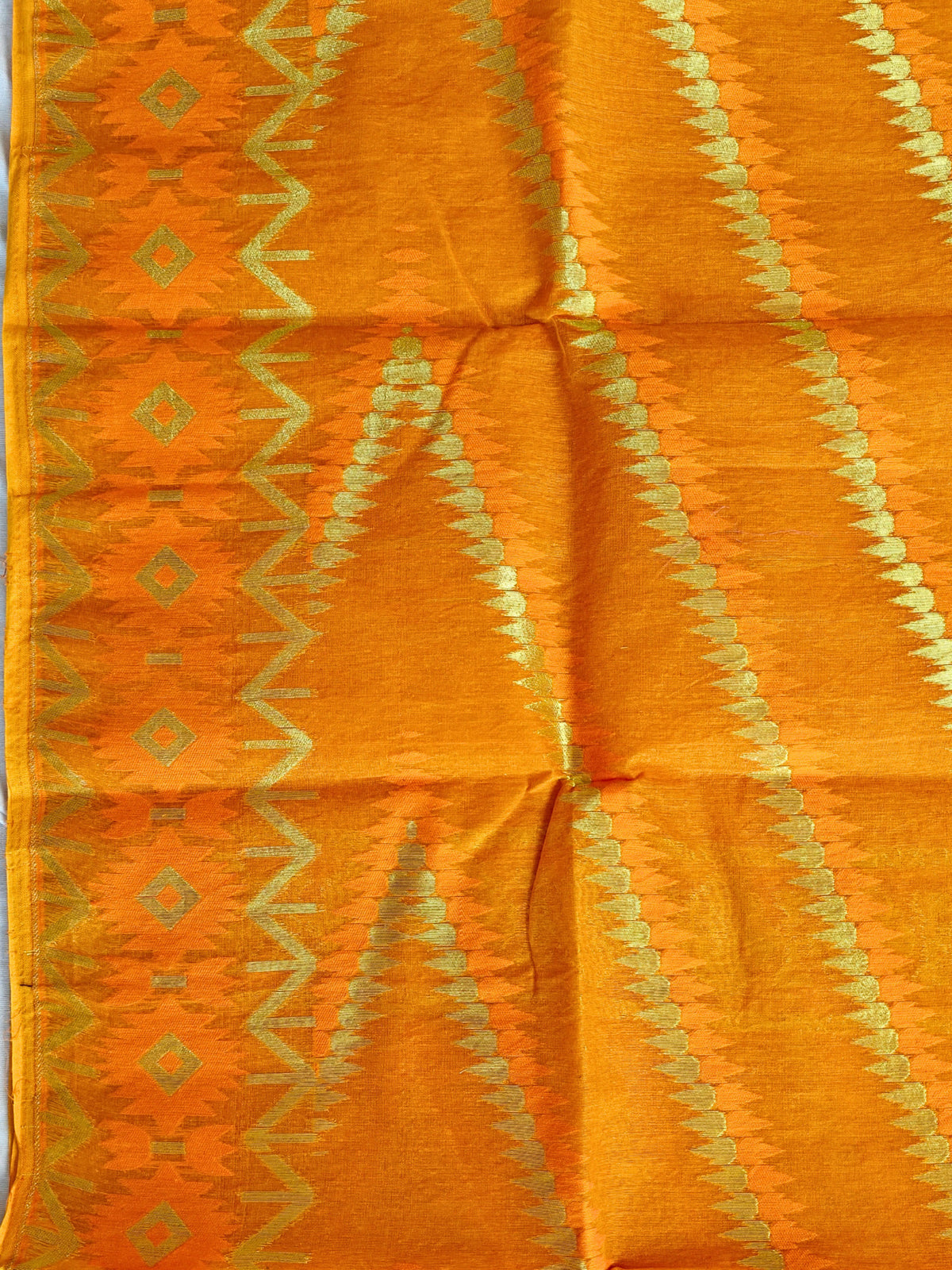 Ethnic Orange Bengal Cotton Saree