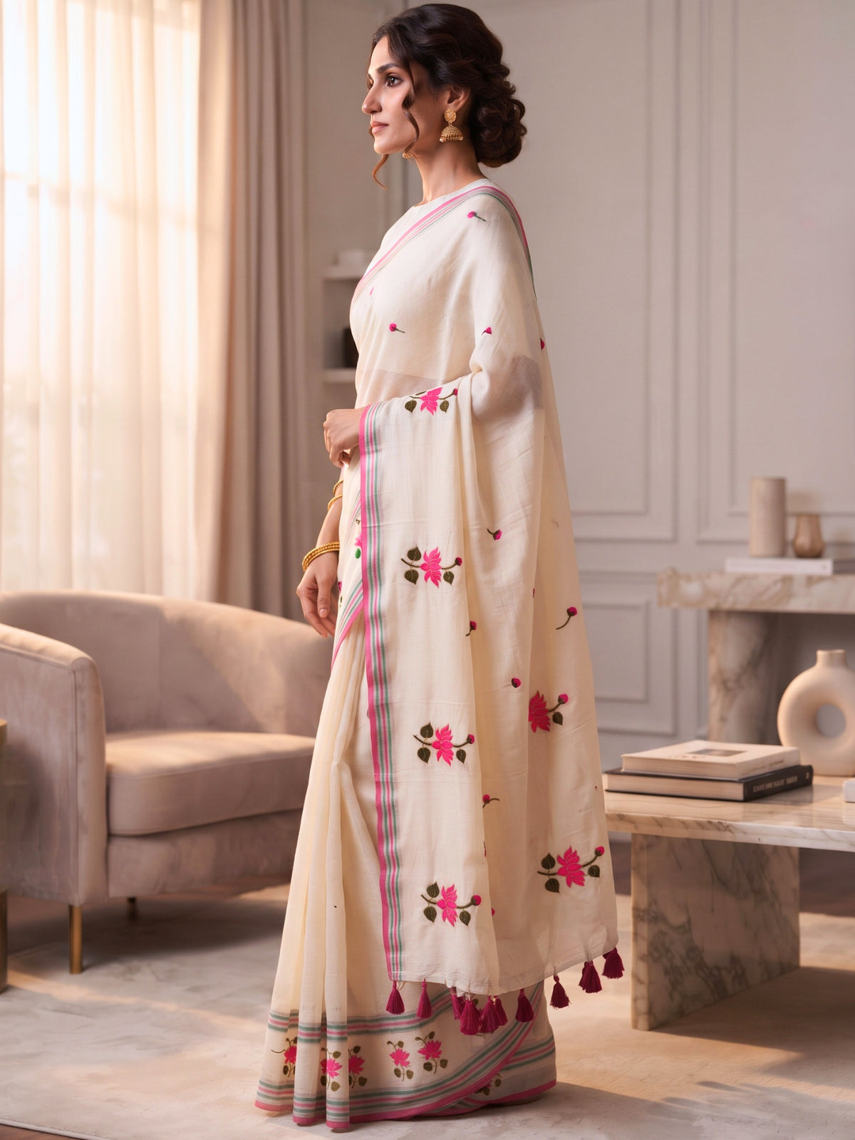 Embroidered Bengal Cotton Saree