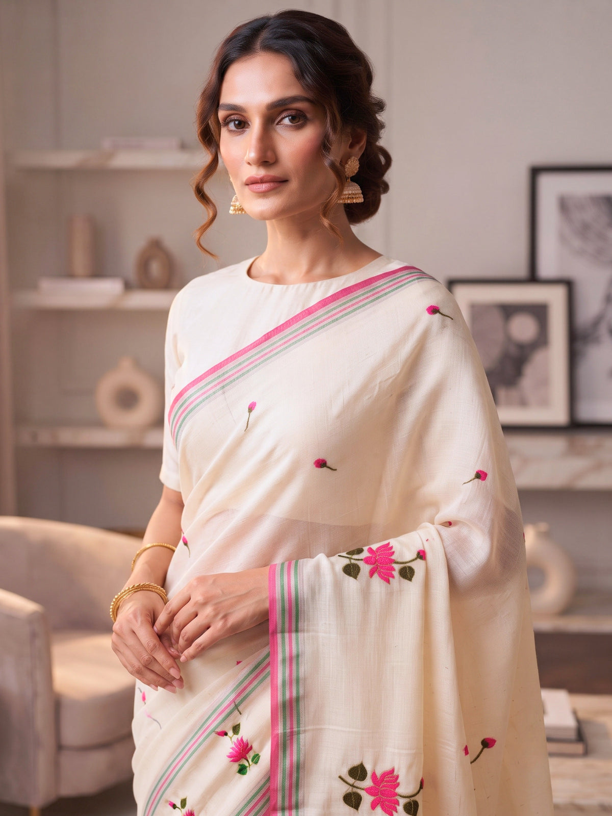 Embroidered Bengal Cotton Saree