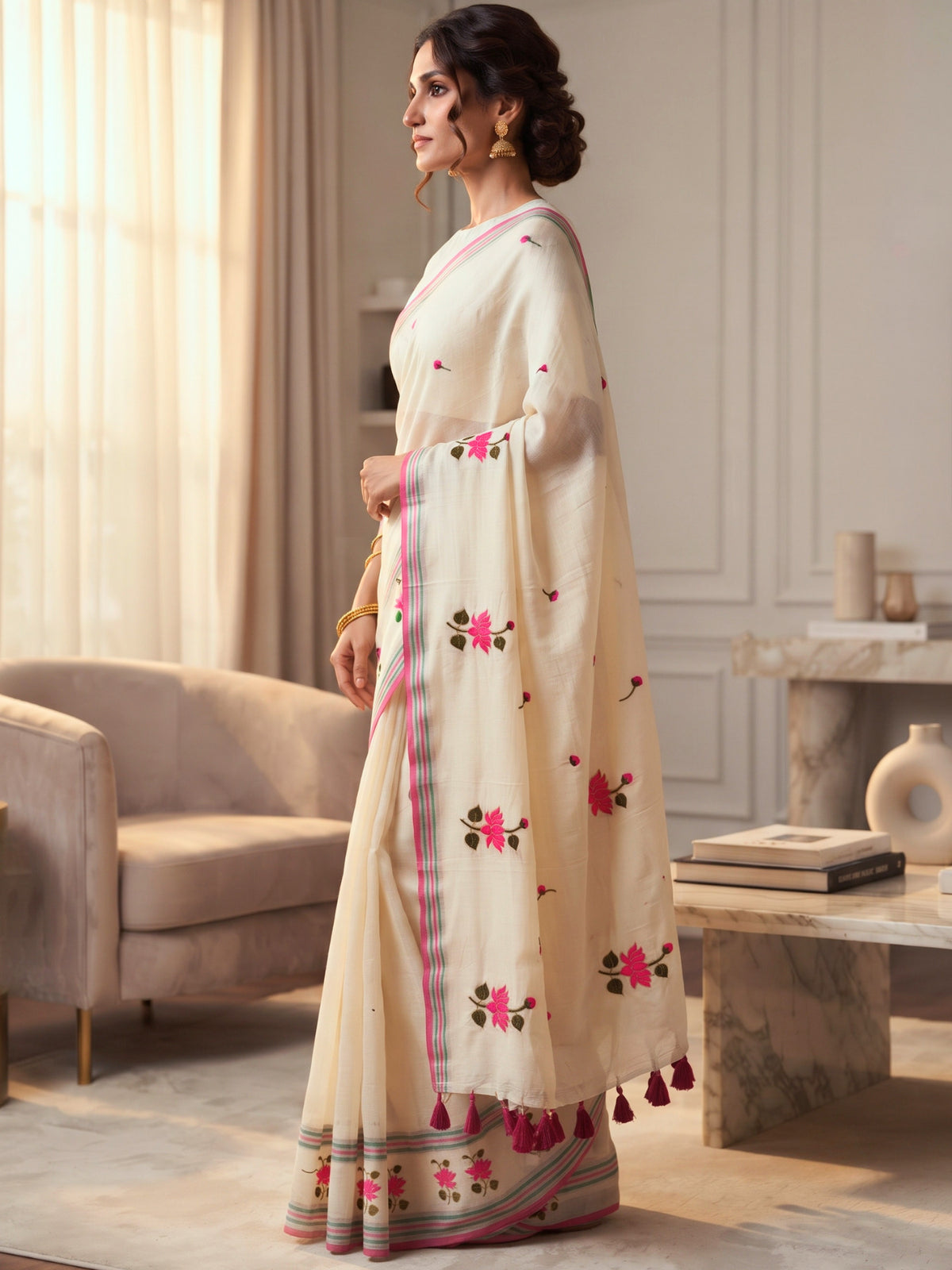 Embroidered Bengal Cotton Saree
