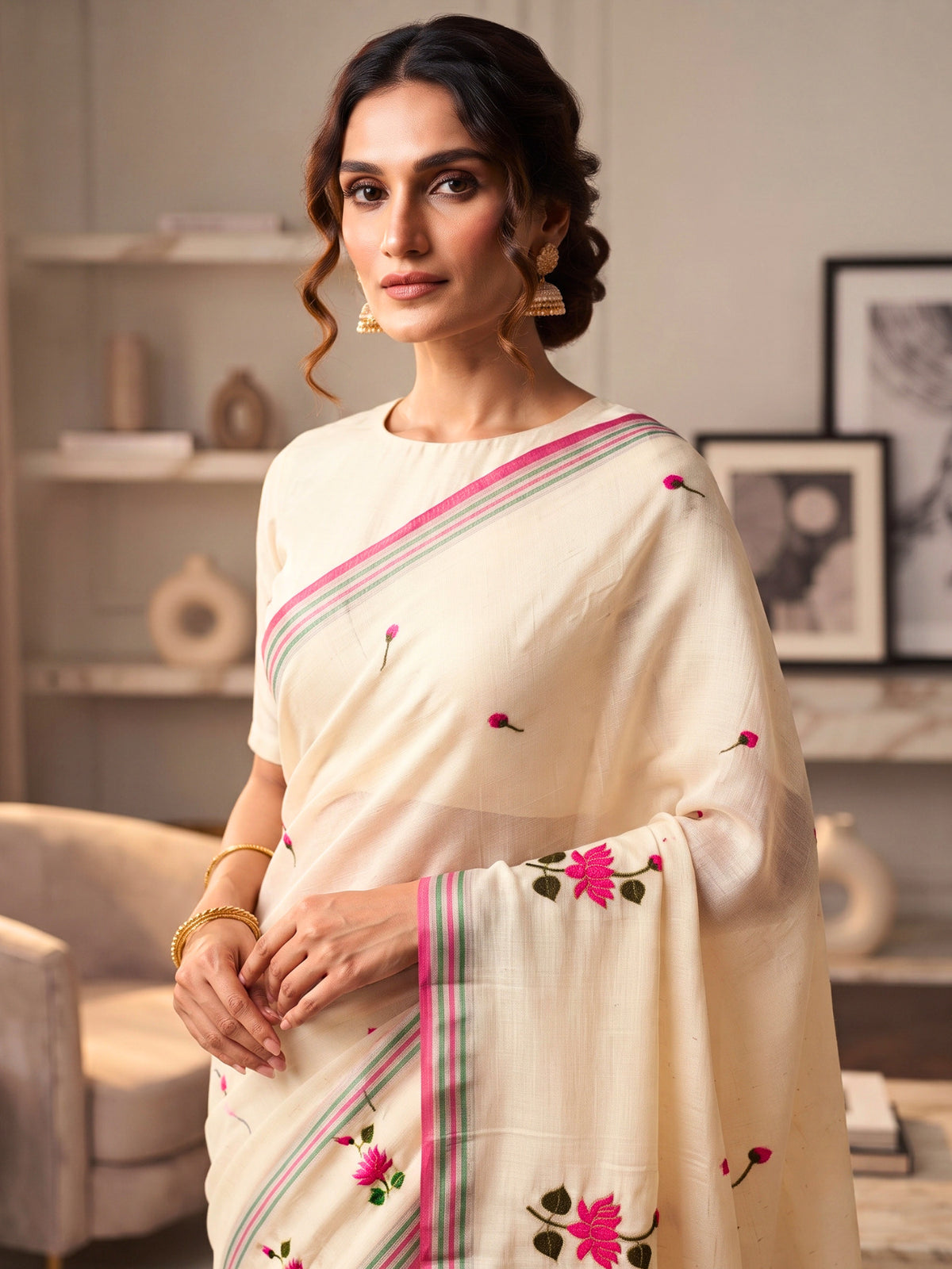 Embroidered Bengal Cotton Saree