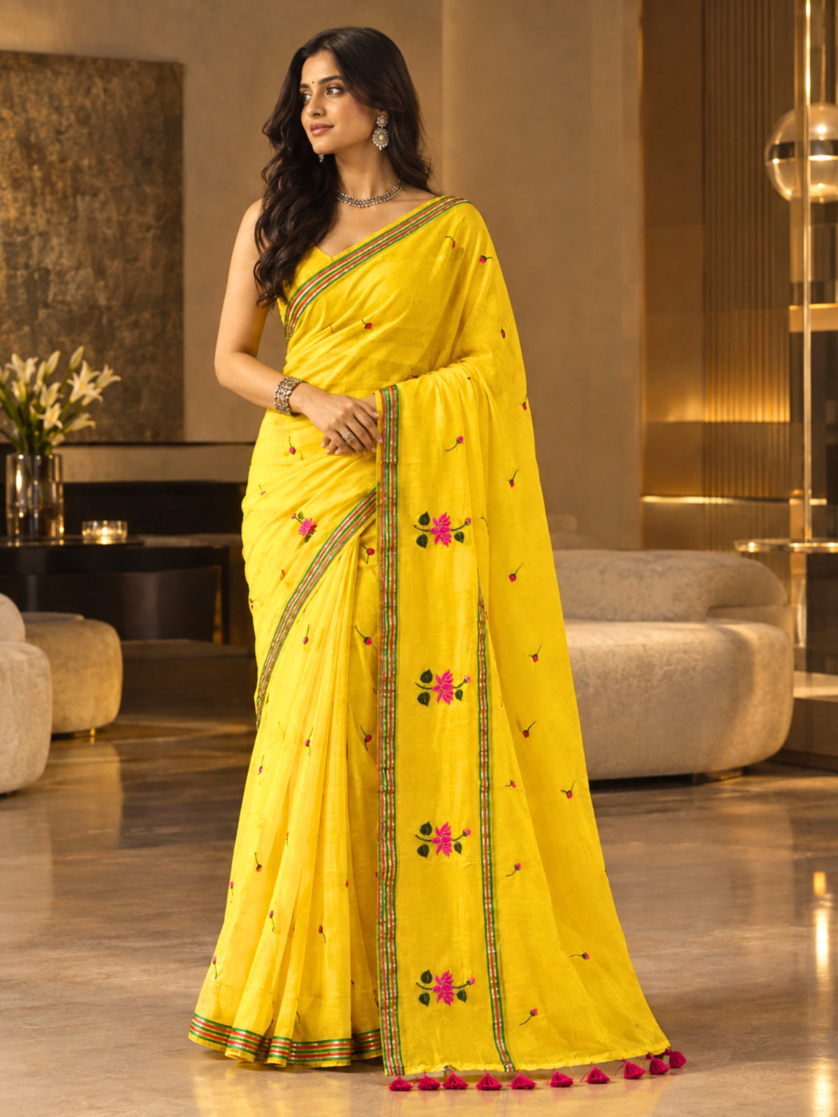 Embroidered Bengal Cotton Saree