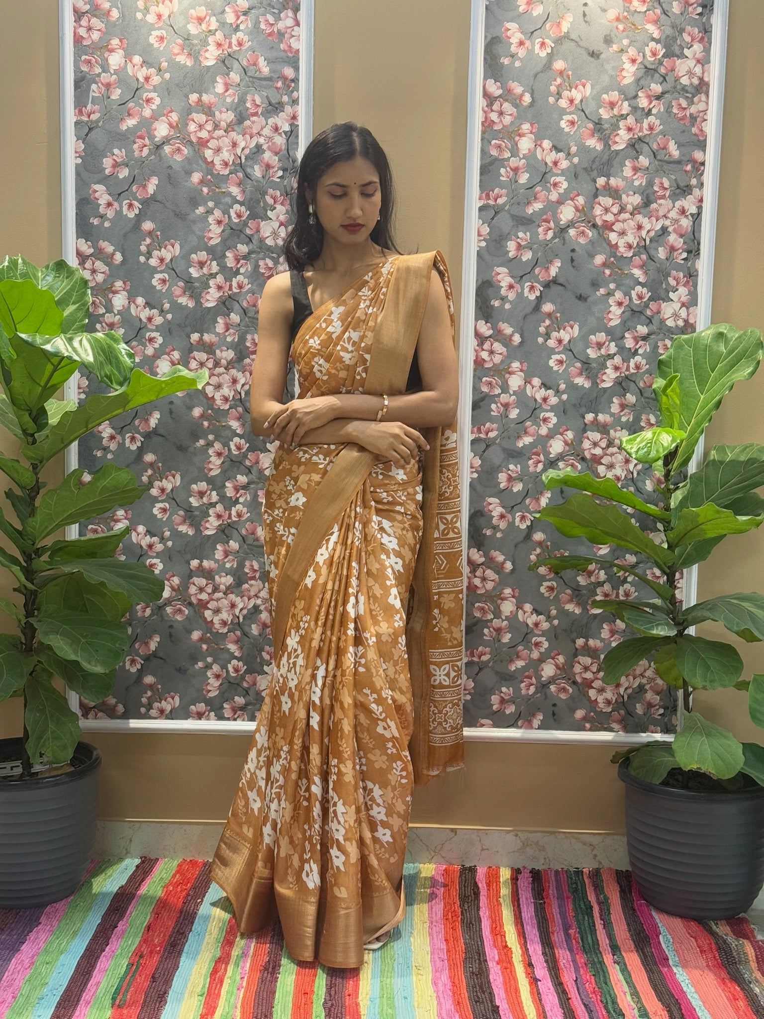Floral Cotton Blend Saree