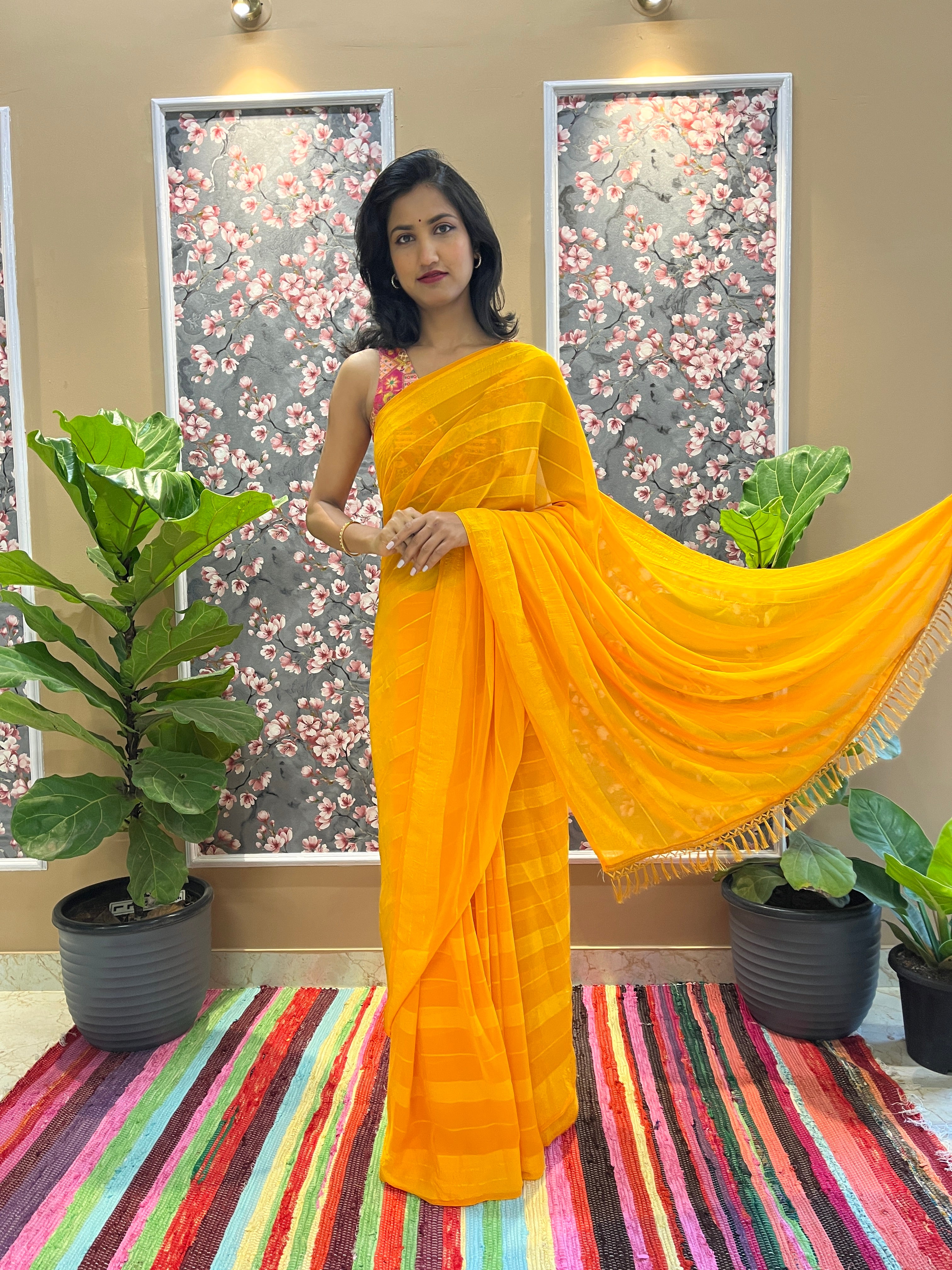 Solid Georgette Saree