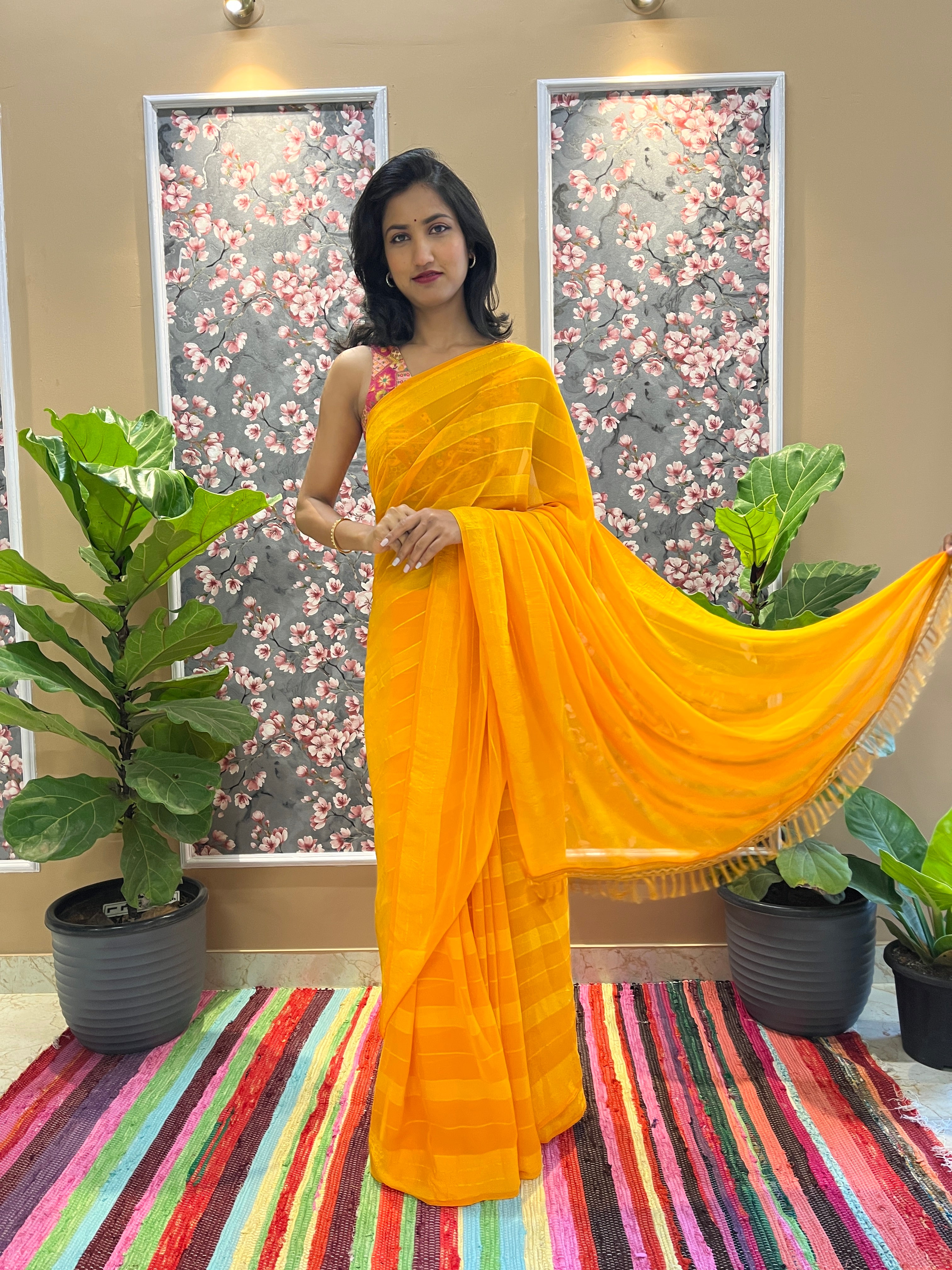 Solid Georgette Saree