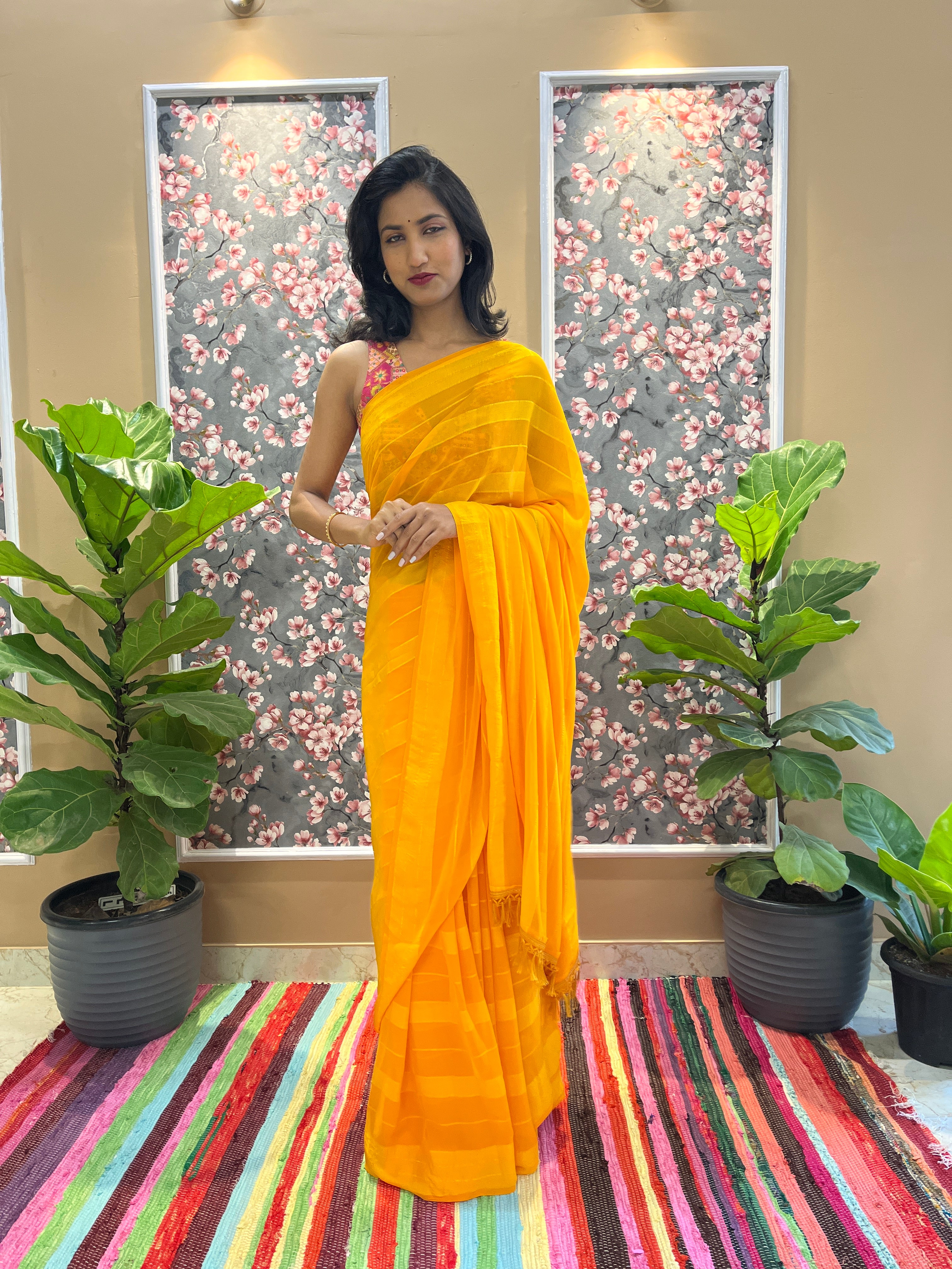 Solid Georgette Saree