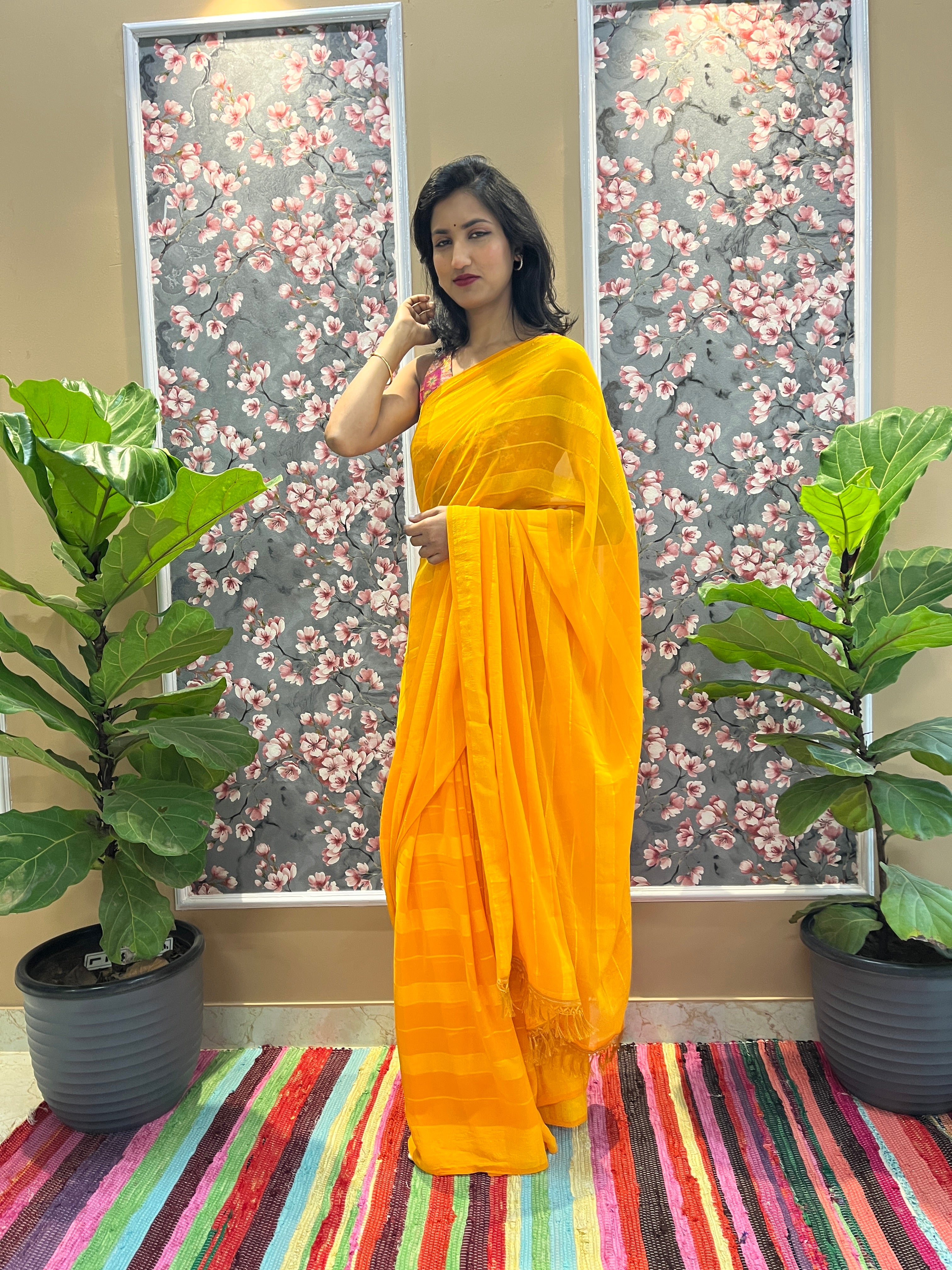 Solid Georgette Saree