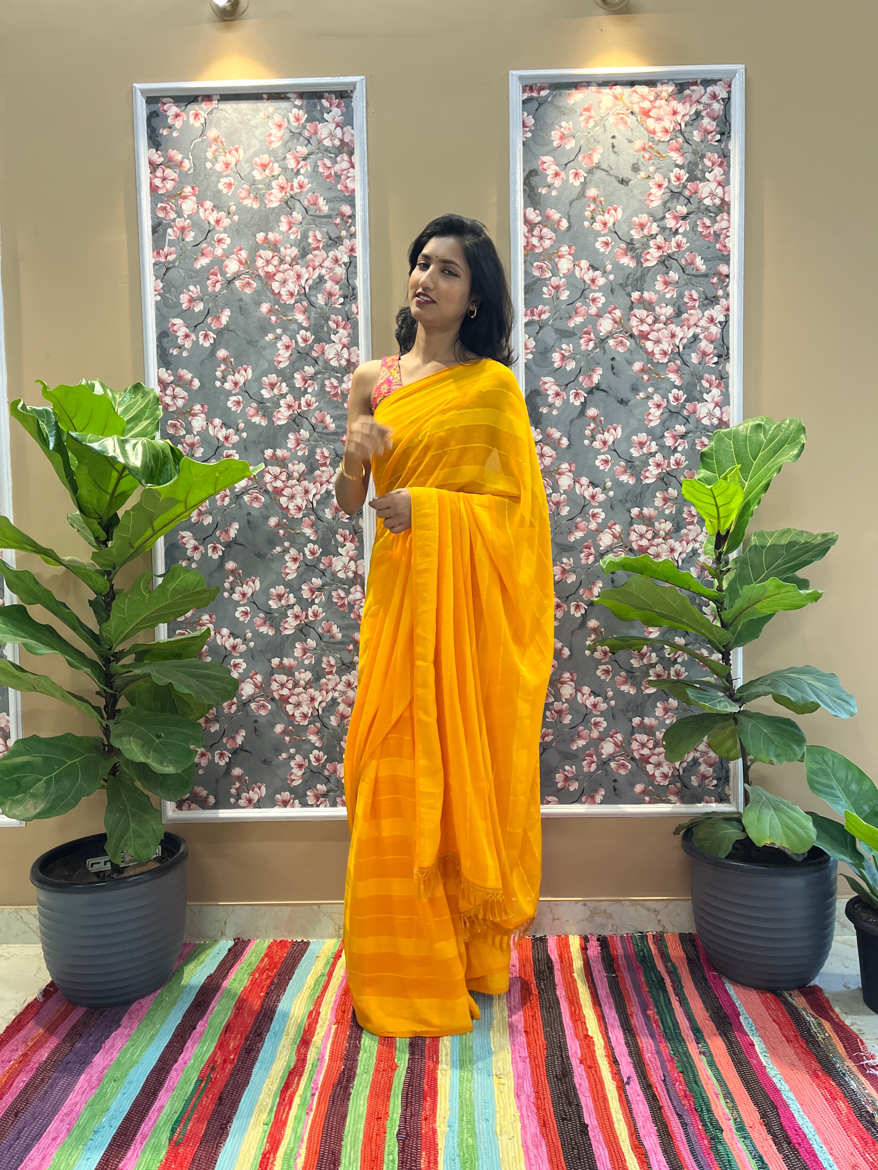 Solid Georgette Saree