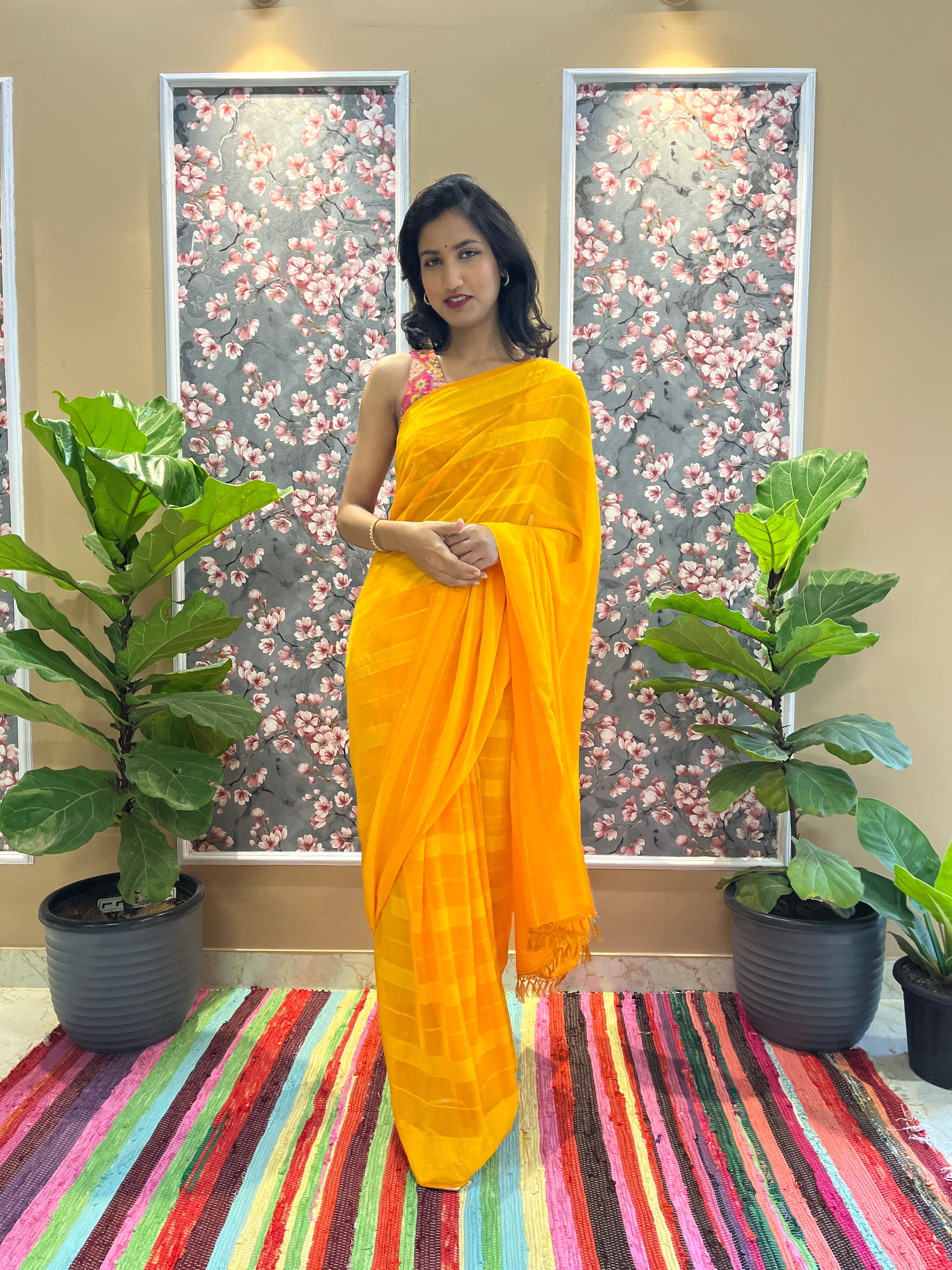 Solid Georgette Saree