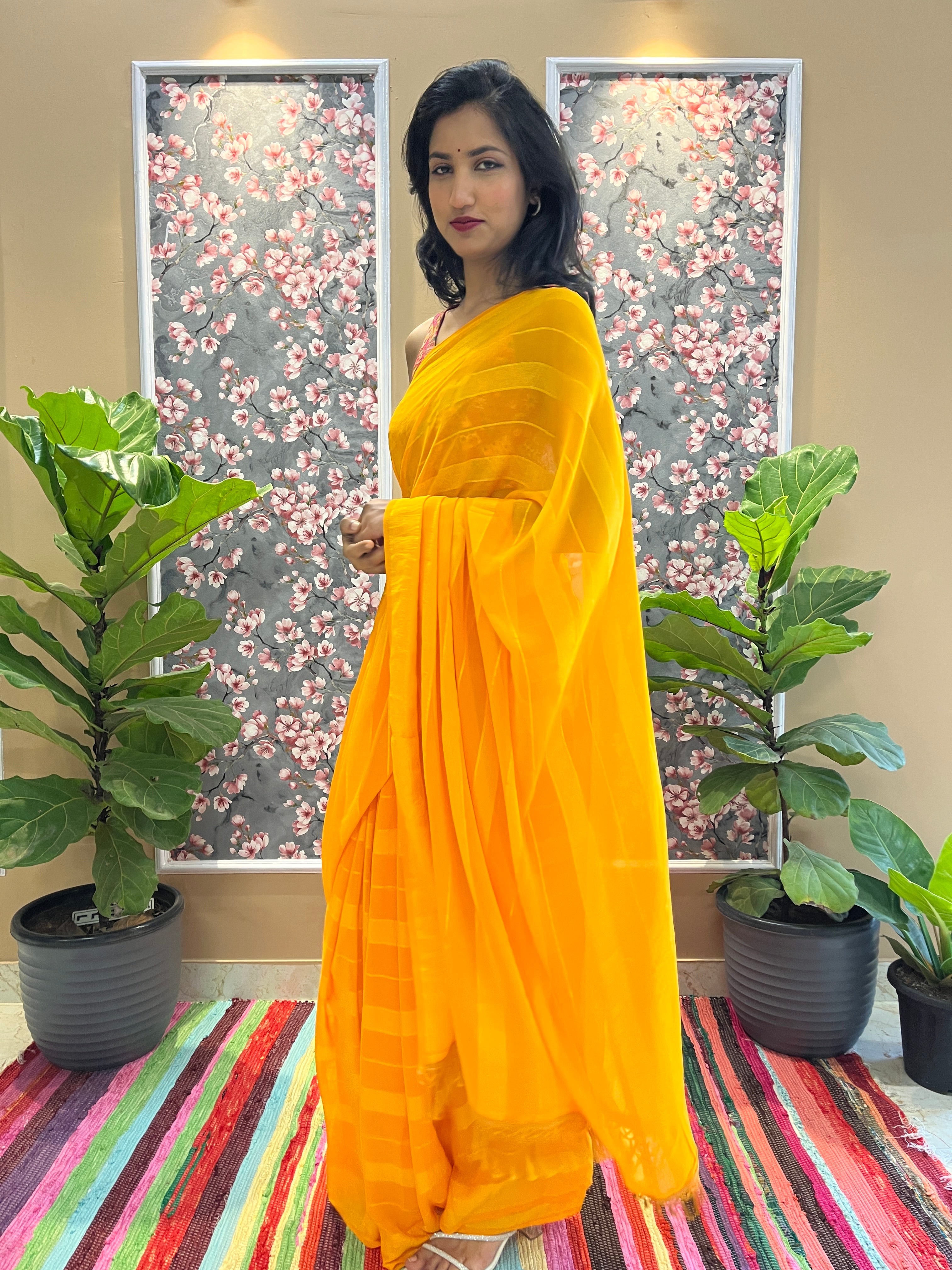 Solid Georgette Saree