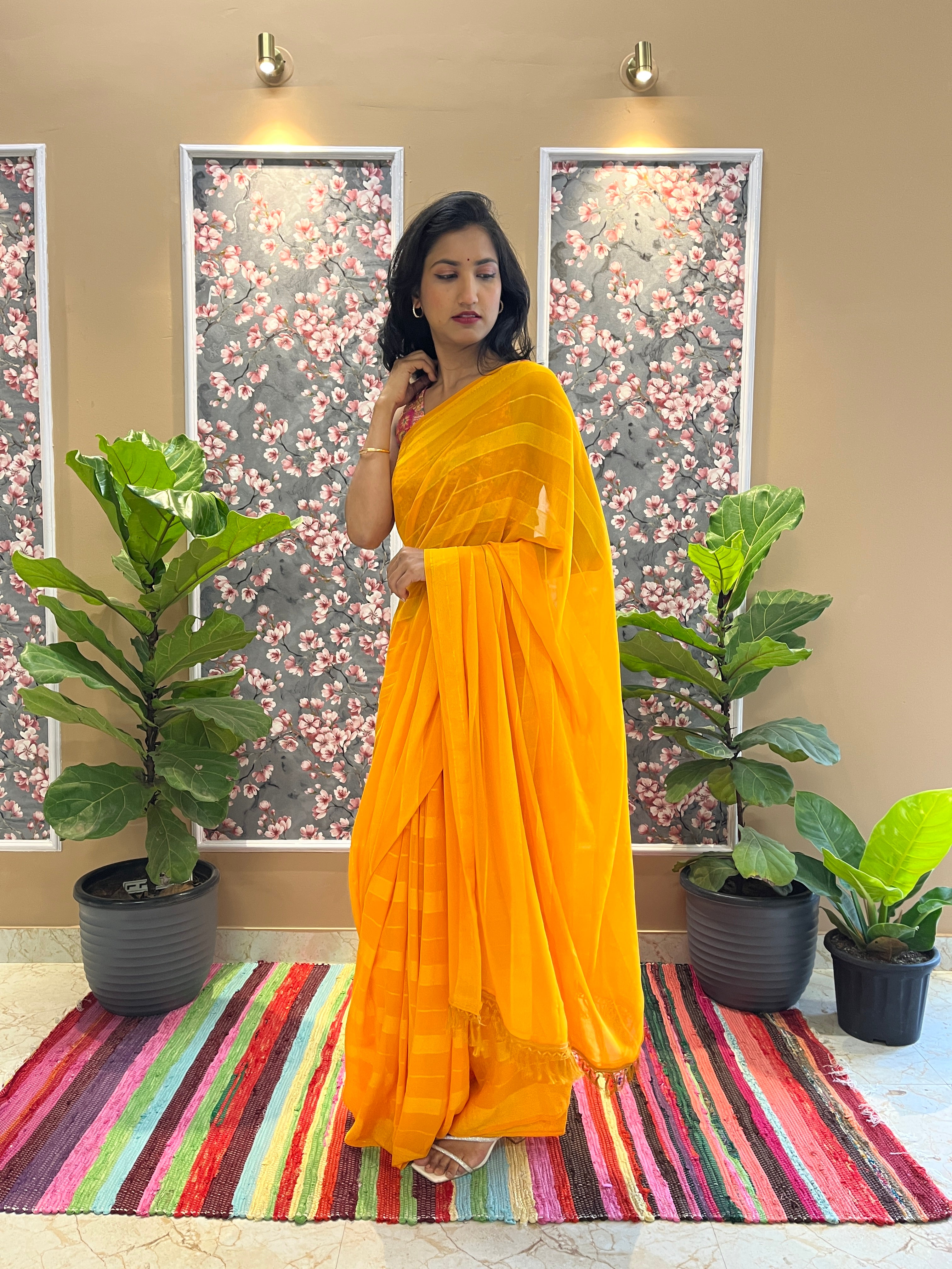 Solid Georgette Saree