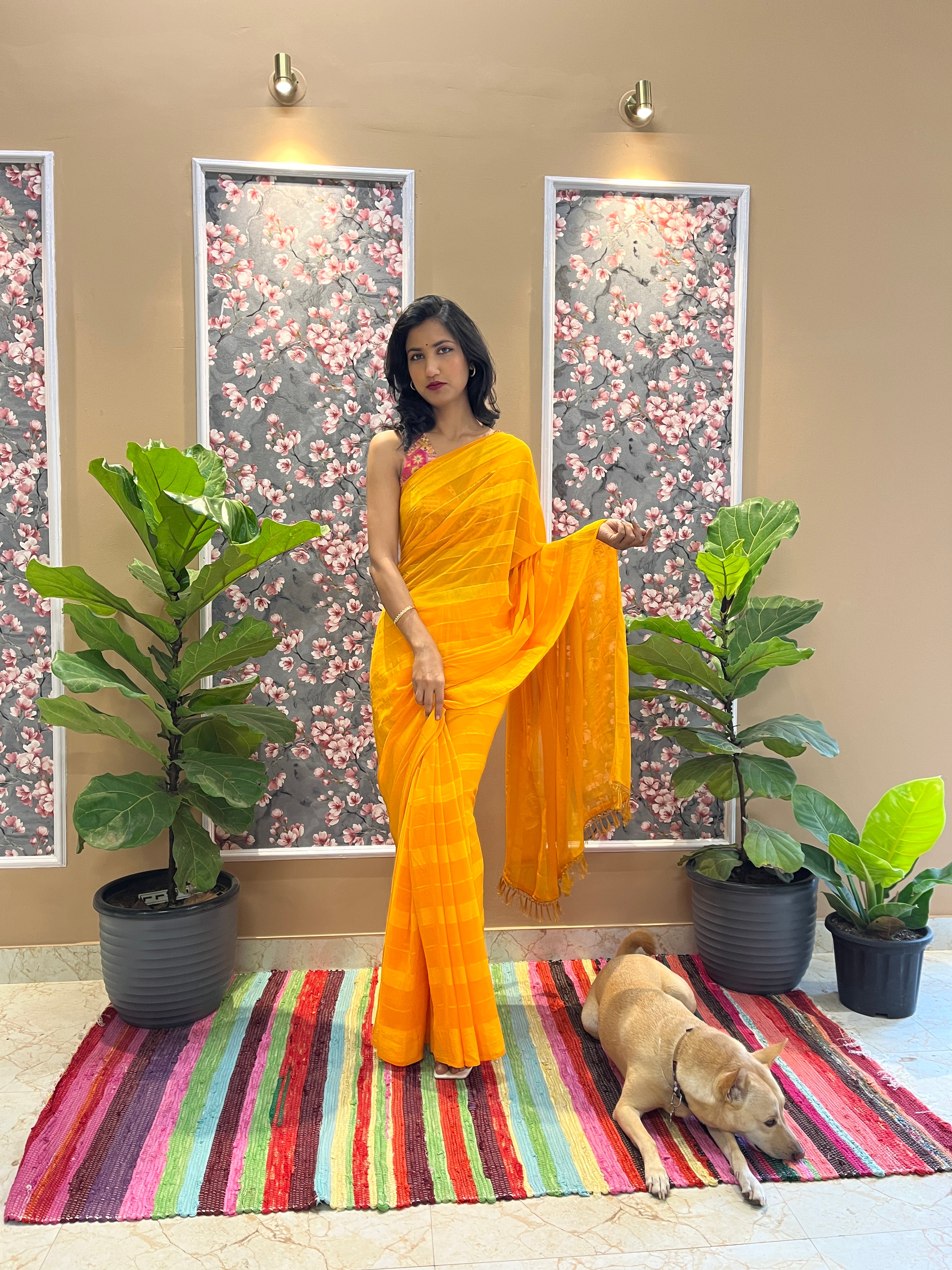 Solid Georgette Saree