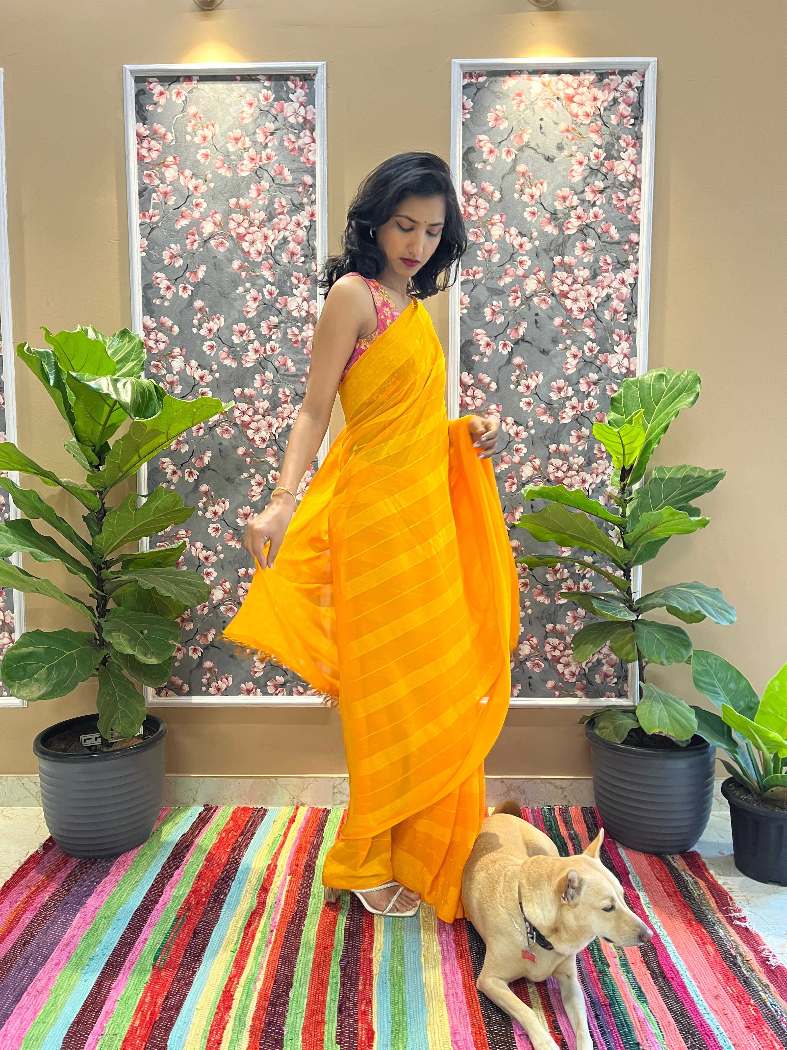 Solid Georgette Saree