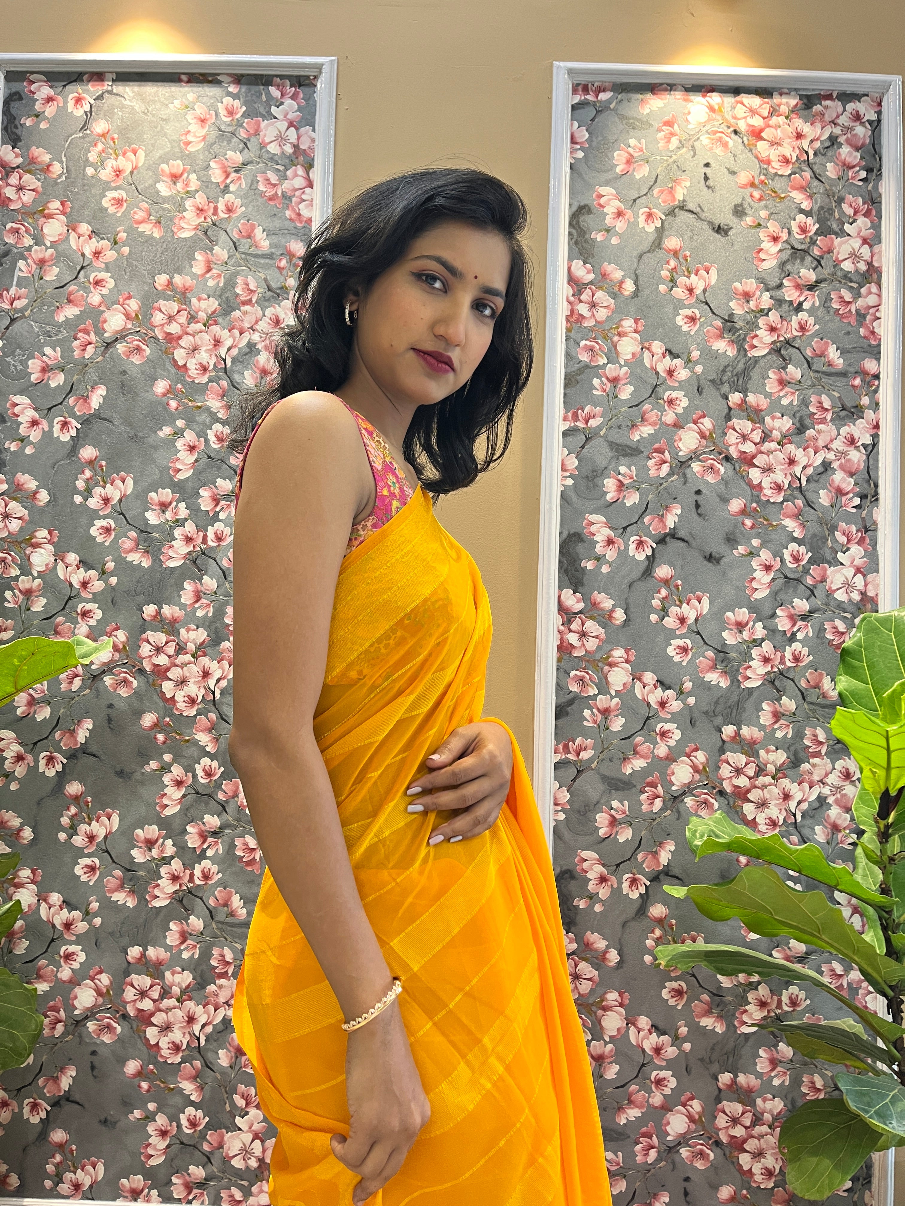 Solid Georgette Saree