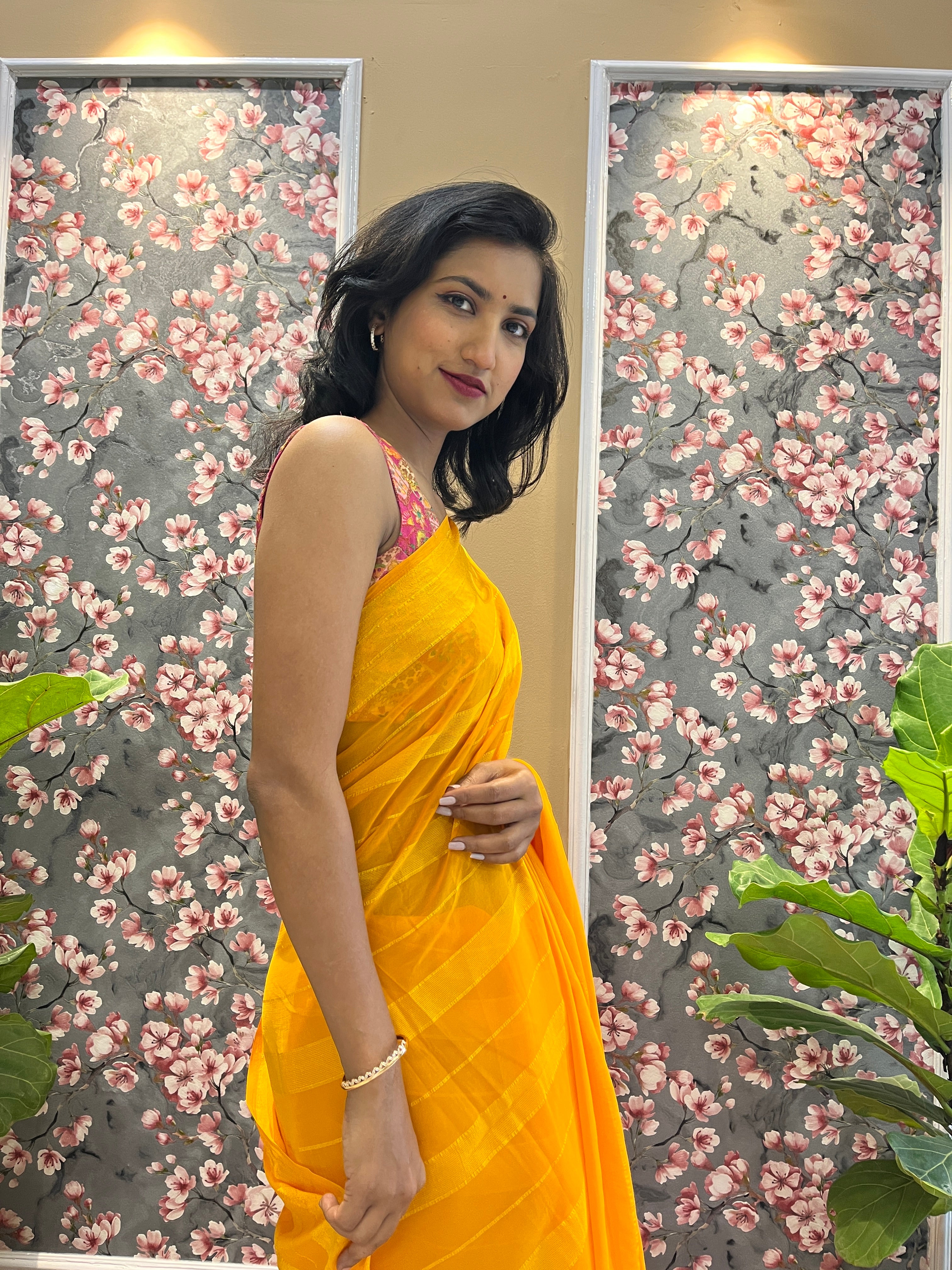 Solid Georgette Saree