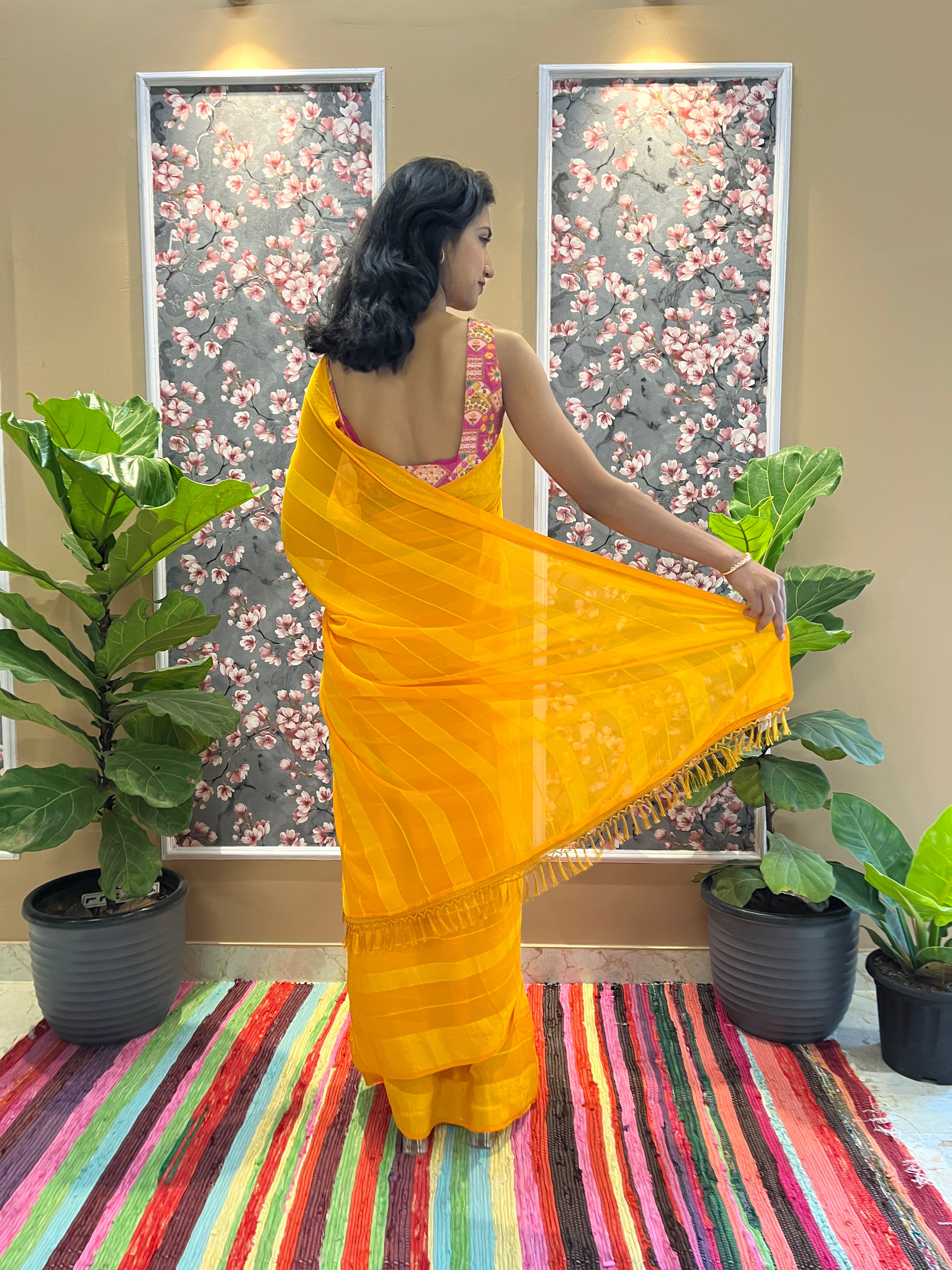 Solid Georgette Saree