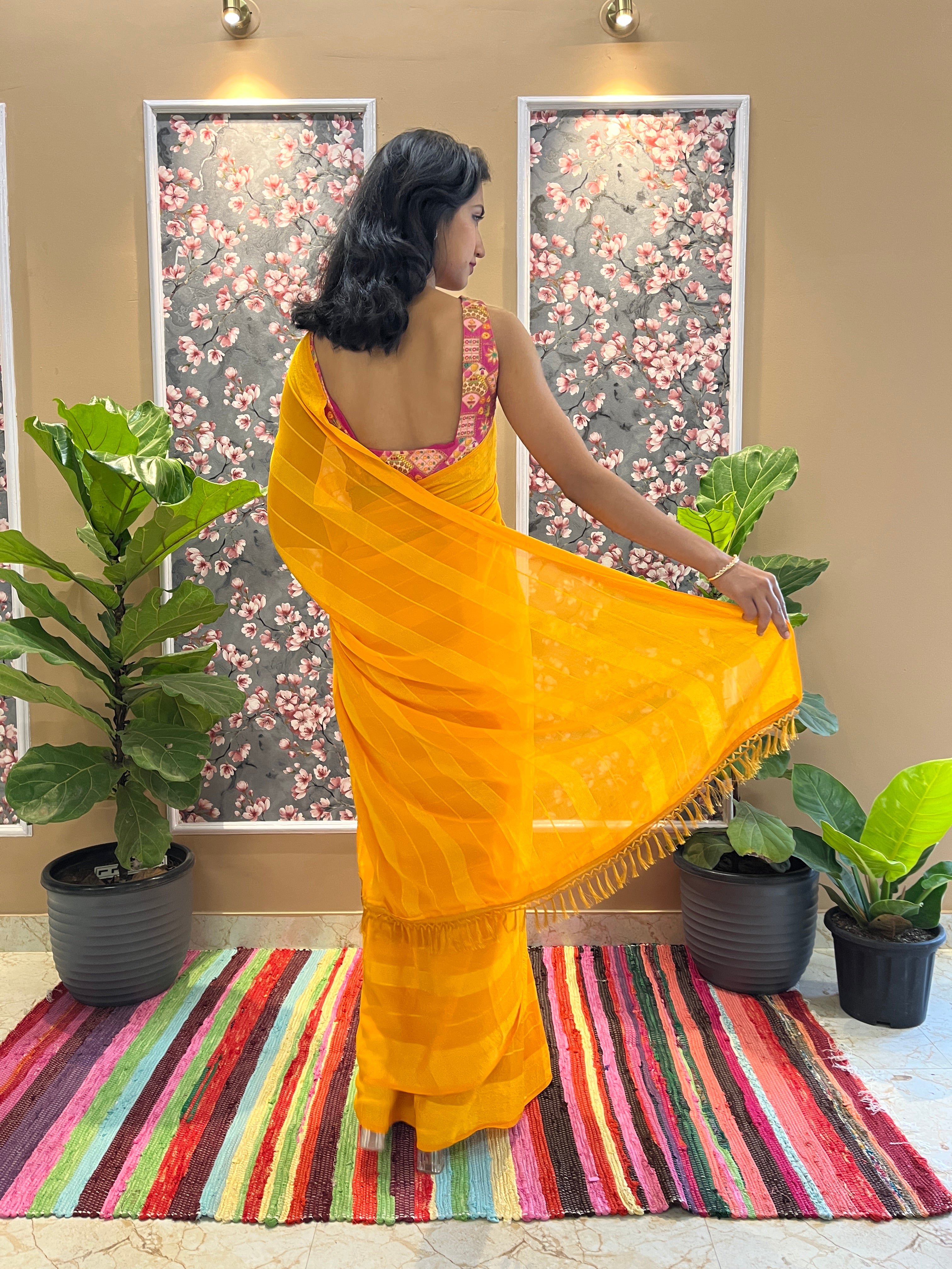Solid Georgette Saree