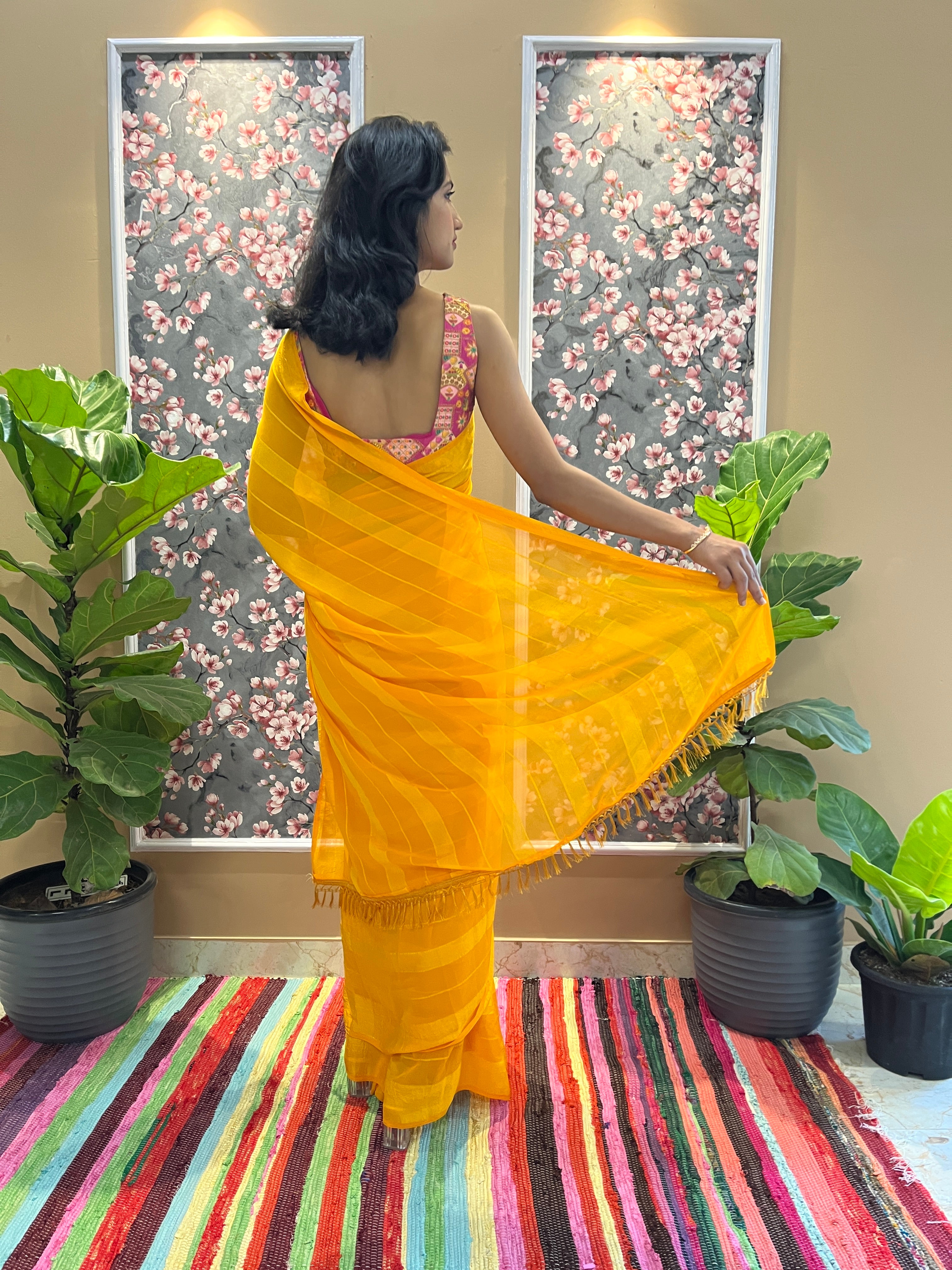 Solid Georgette Saree