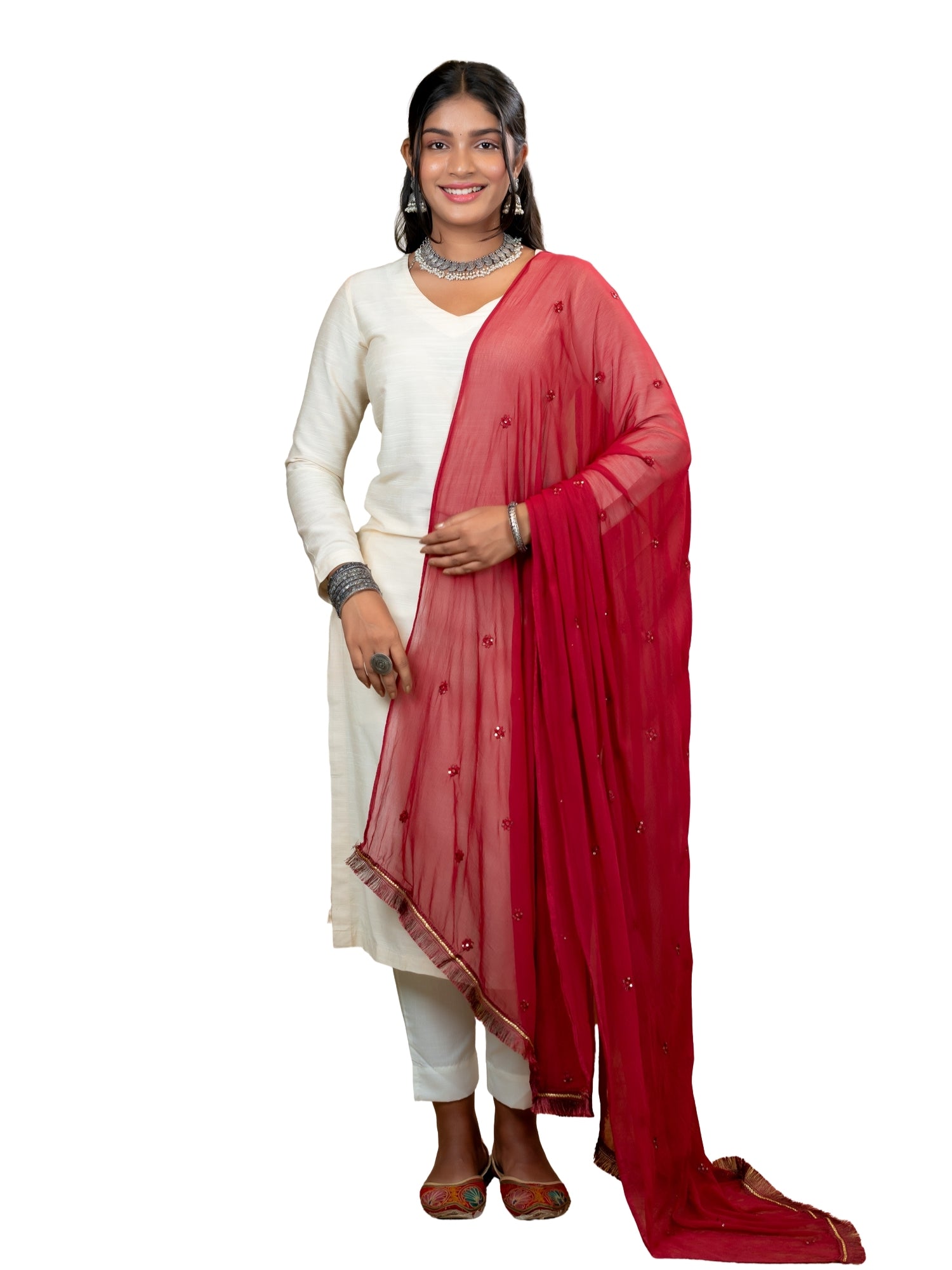 Embroidered Chiffon Dupatta