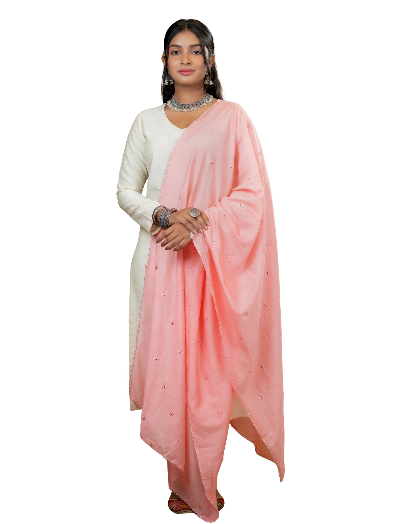 Embroidered Chanderi Dupatta