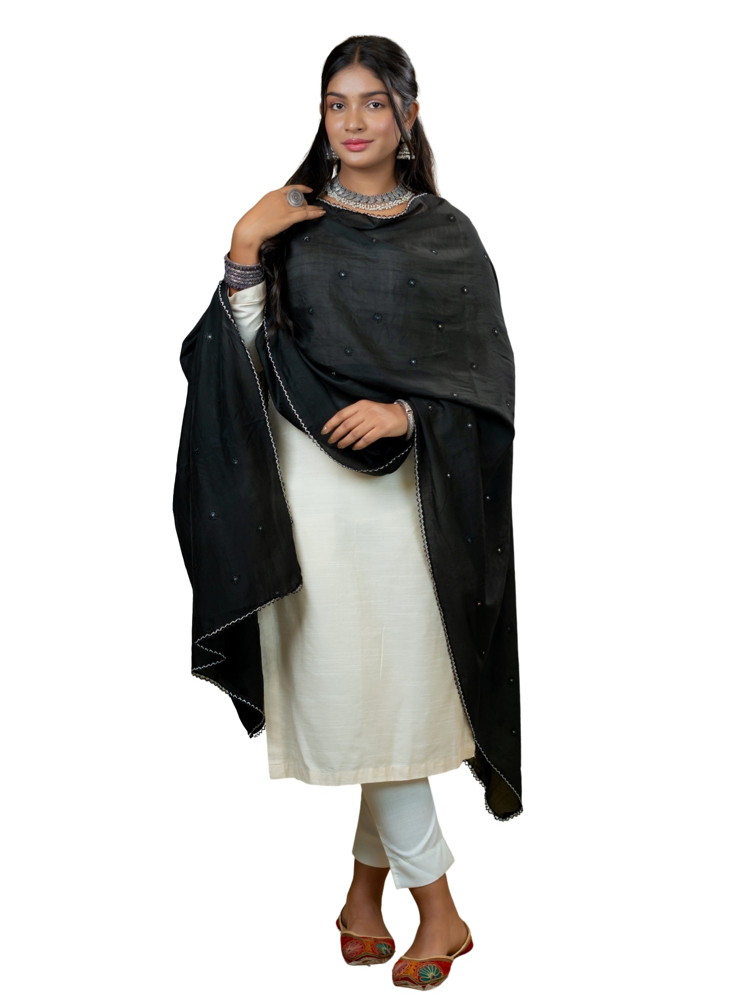 Embroidered Chanderi Dupatta