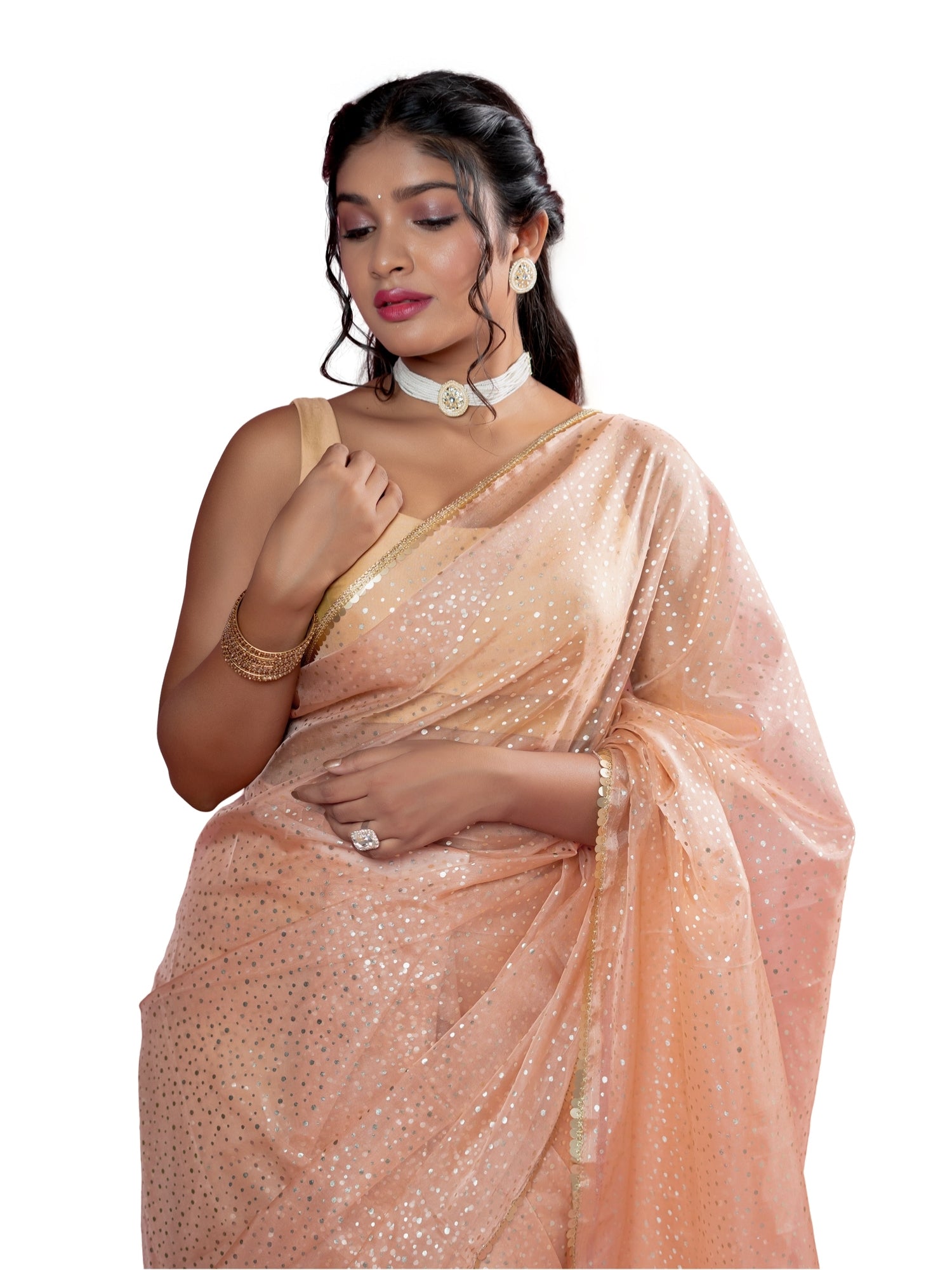 Peach Ready to Wear Party Saree
