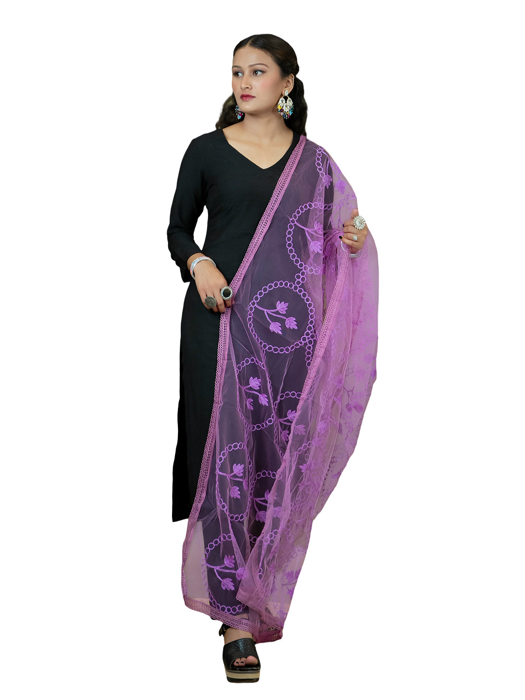 Floral Net Dupatta