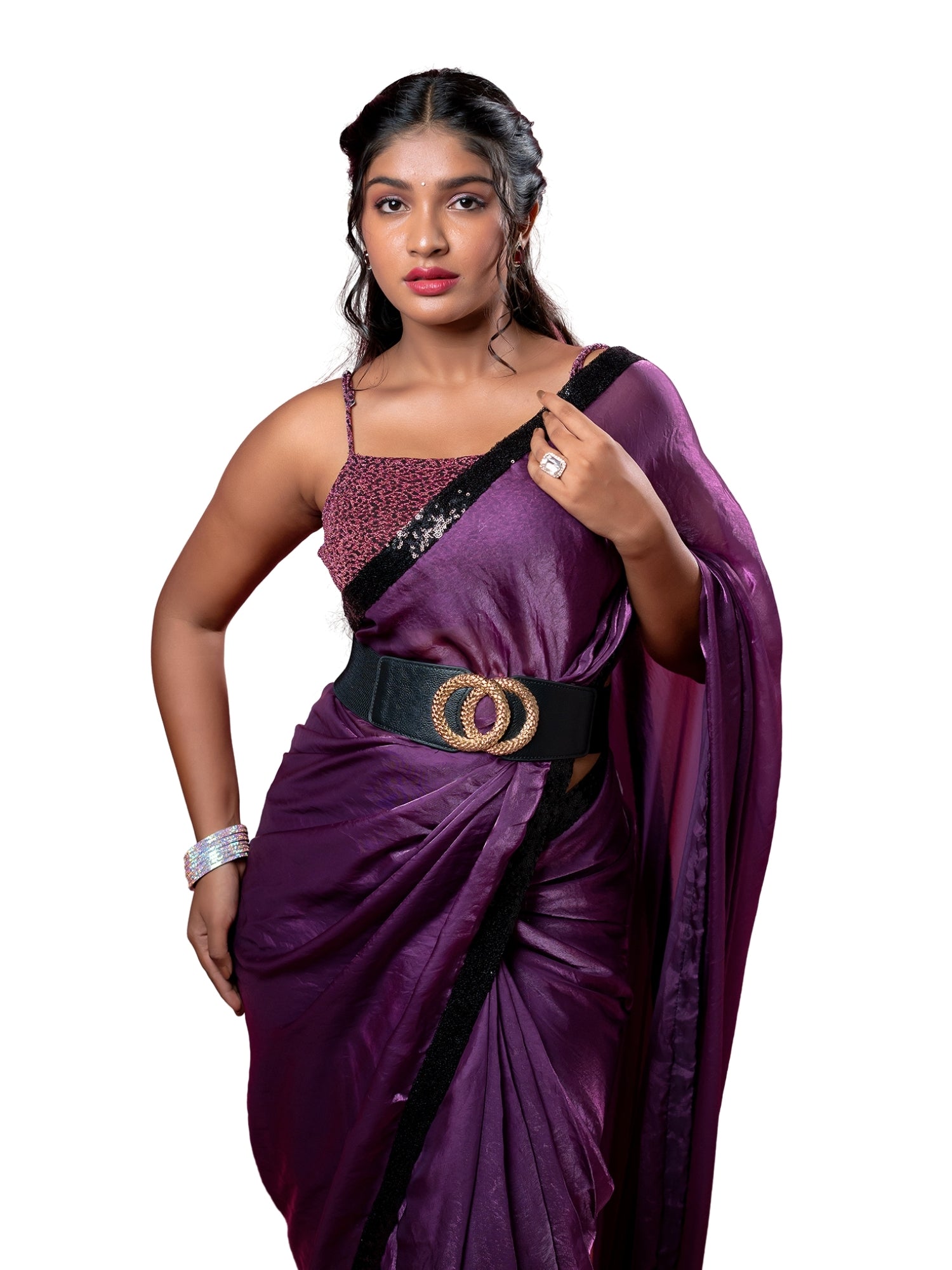 Purple Ready to Wear Party Saree